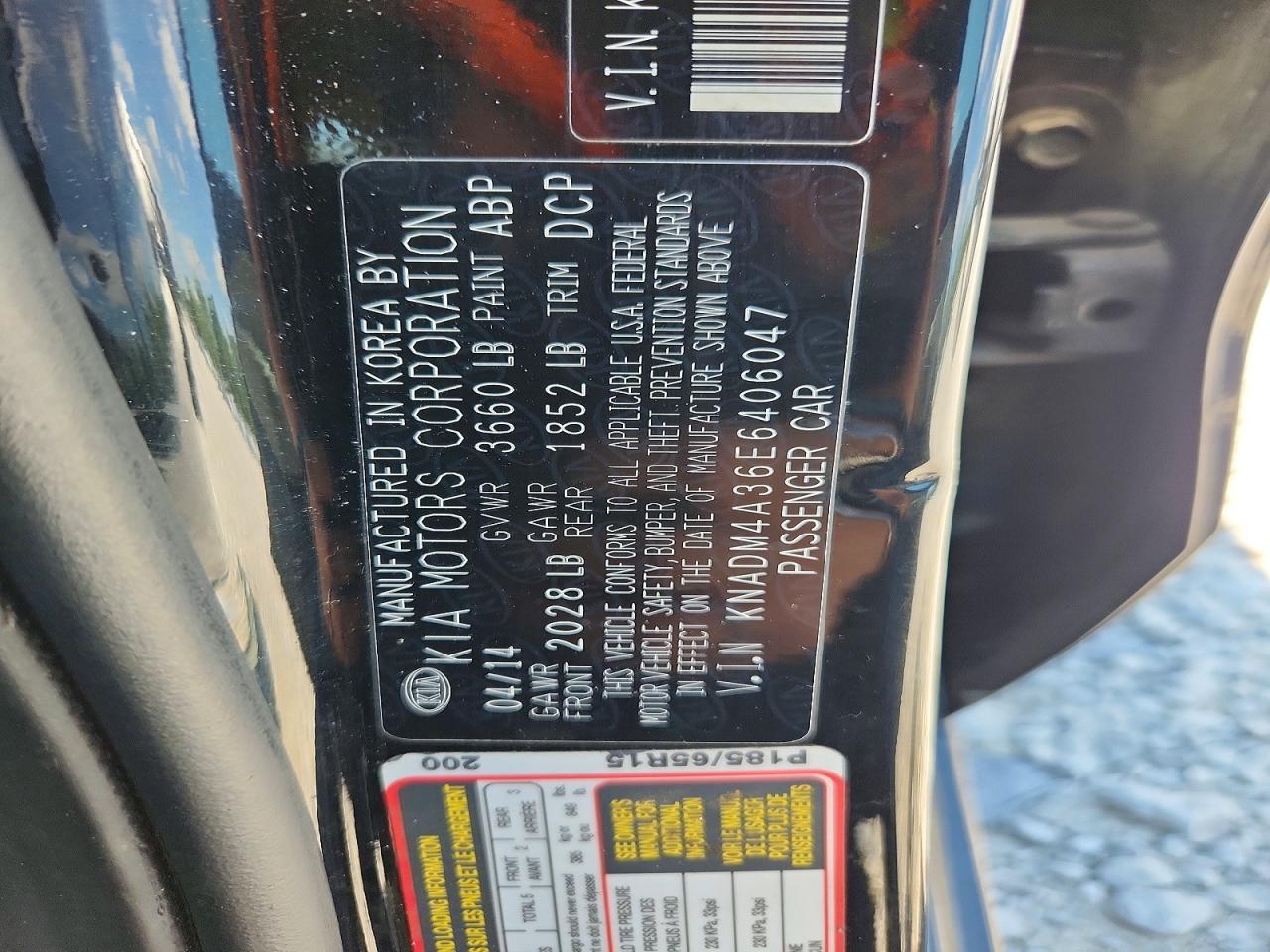 2014 Kia Rio Lx Black vin: KNADM4A36E6406047