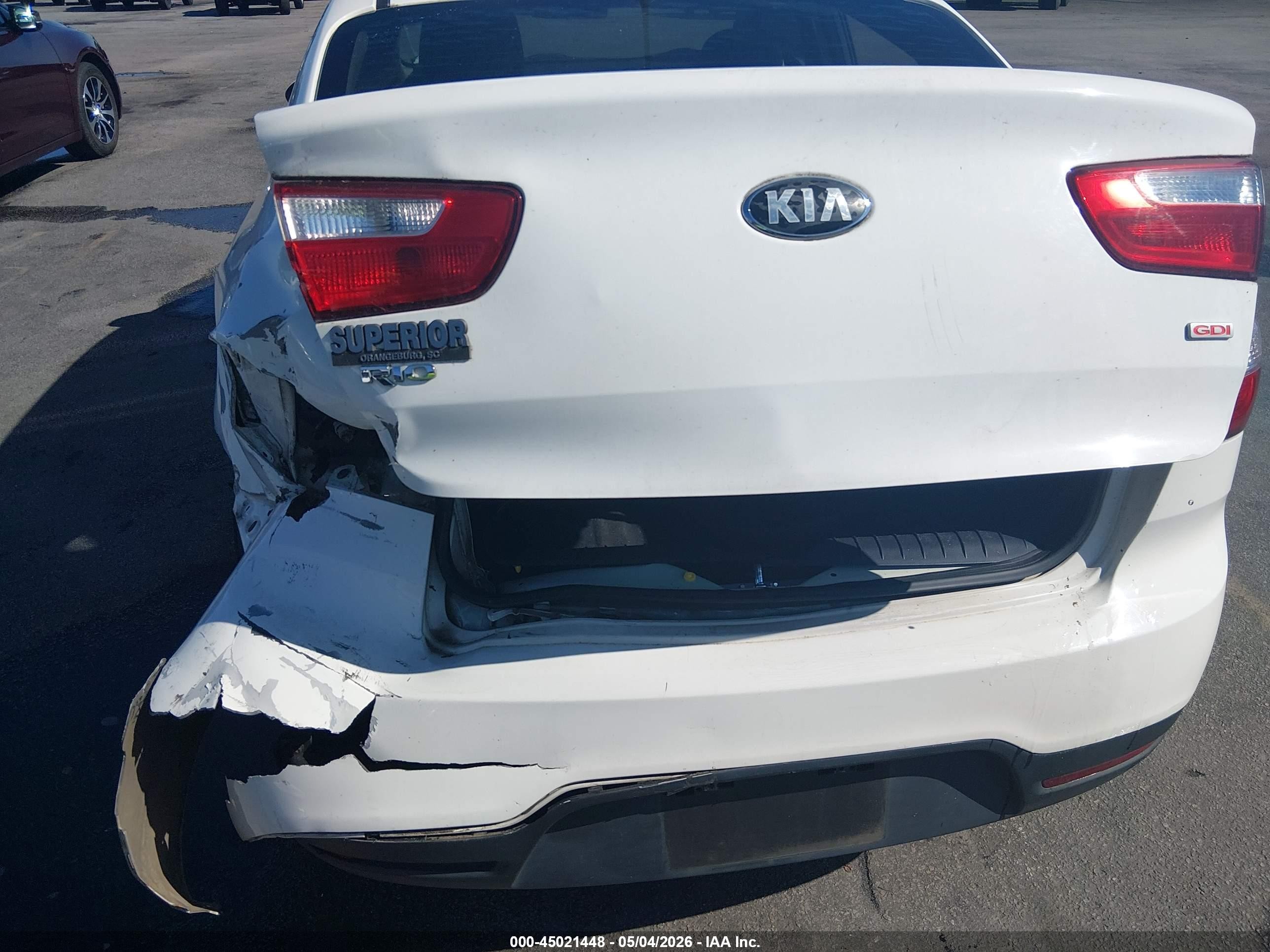 2015 Kia Rio Lx White vin: KNADM4A36F6435033