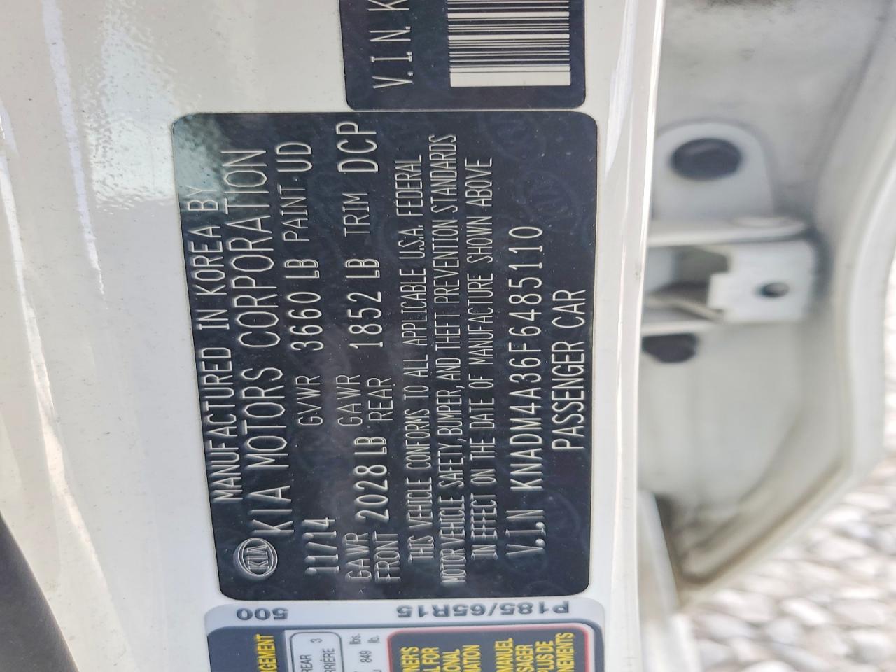 2015 Kia Rio Lx White vin: KNADM4A36F6485110