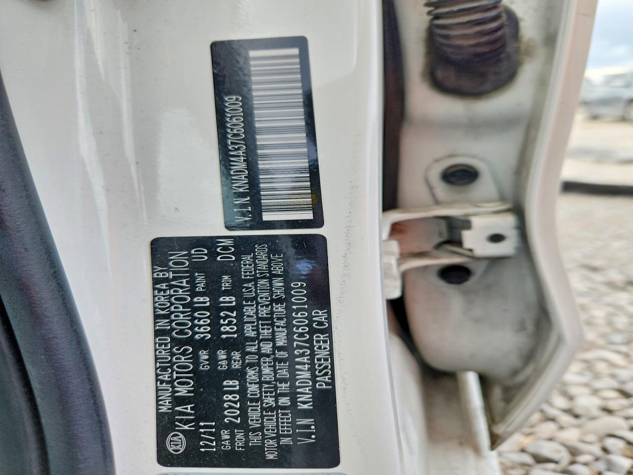 2012 Kia Rio Lx White vin: KNADM4A37C6061009