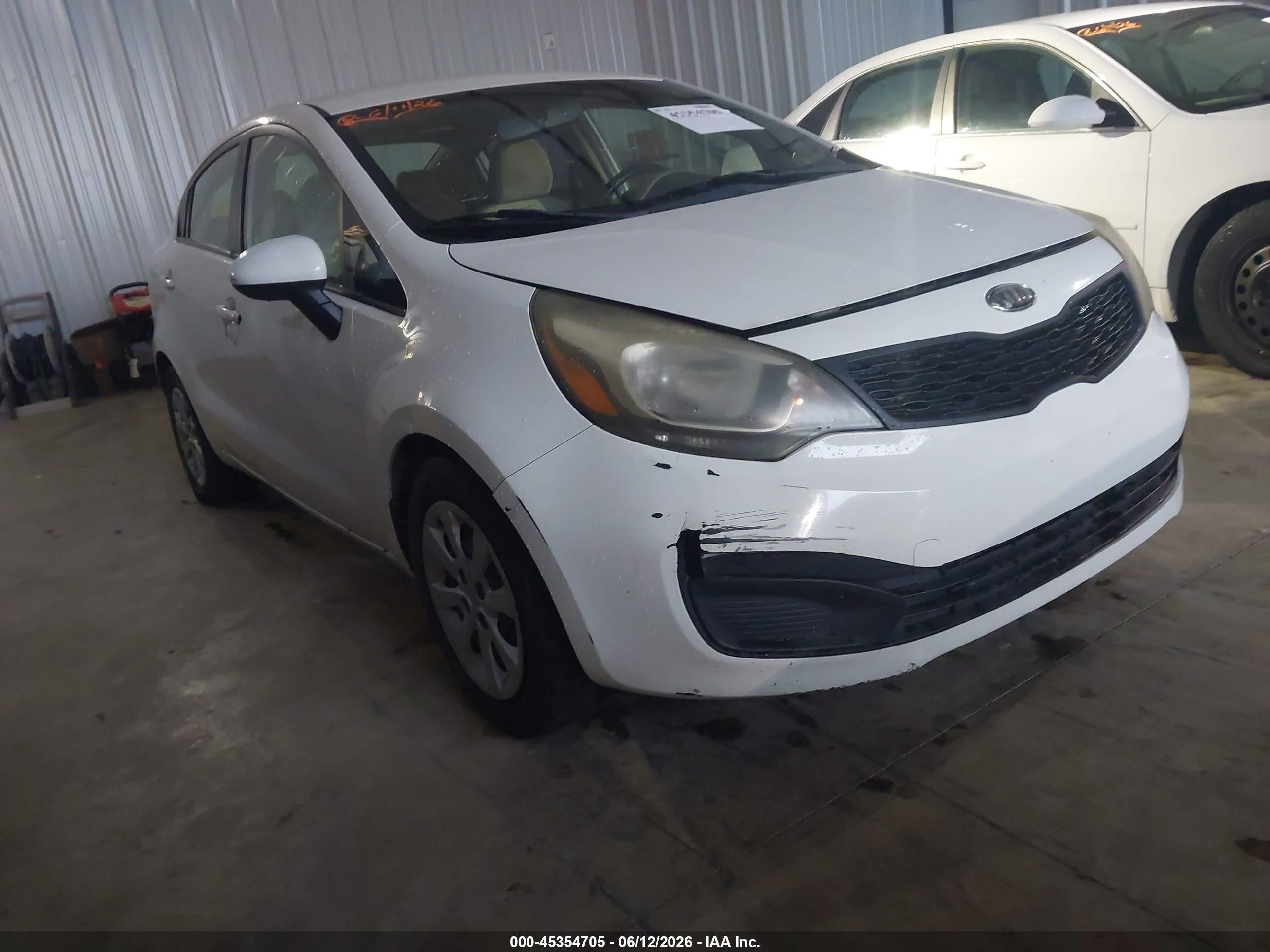 2013 Kia Rio Lx White vin: KNADM4A37D6126362