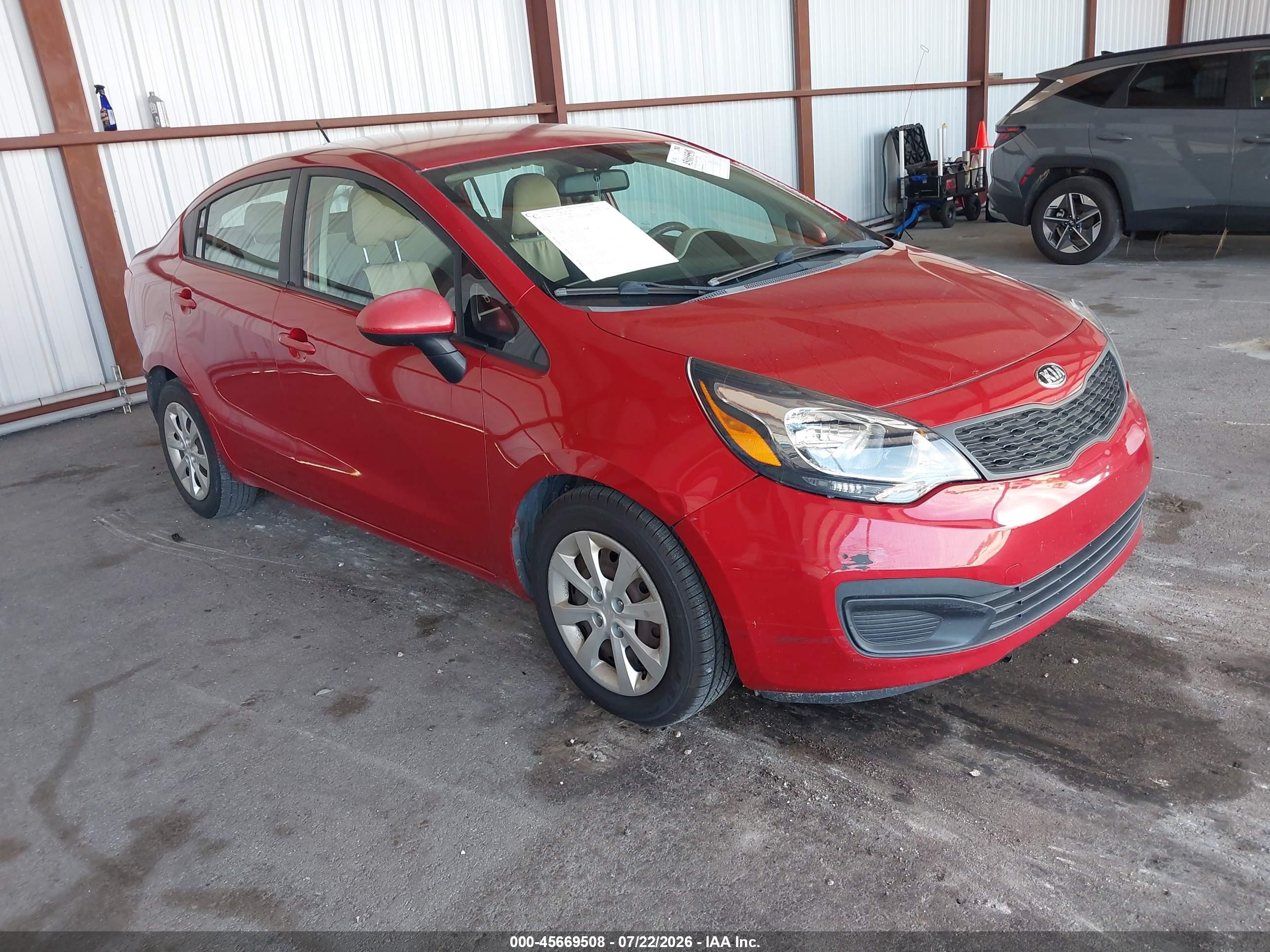 2013 Kia Rio Lx Red vin: KNADM4A37D6154761