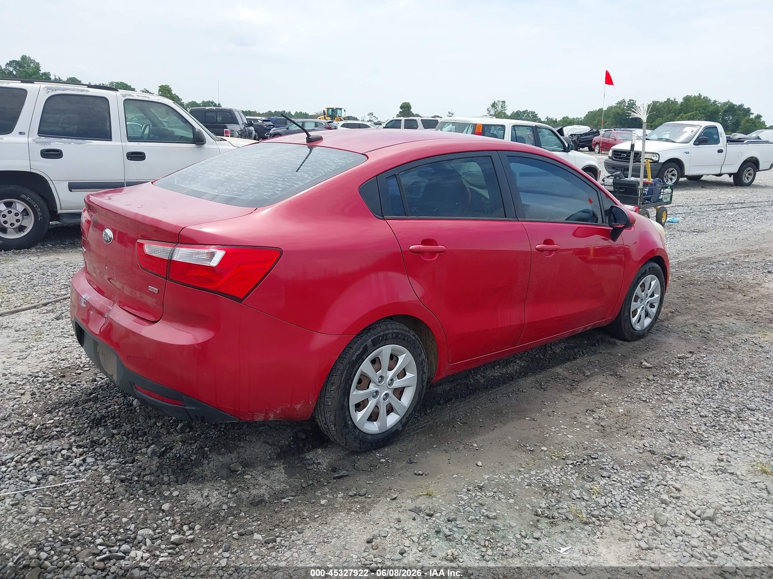 2013 Kia Rio Lx Red vin: KNADM4A37D6171625