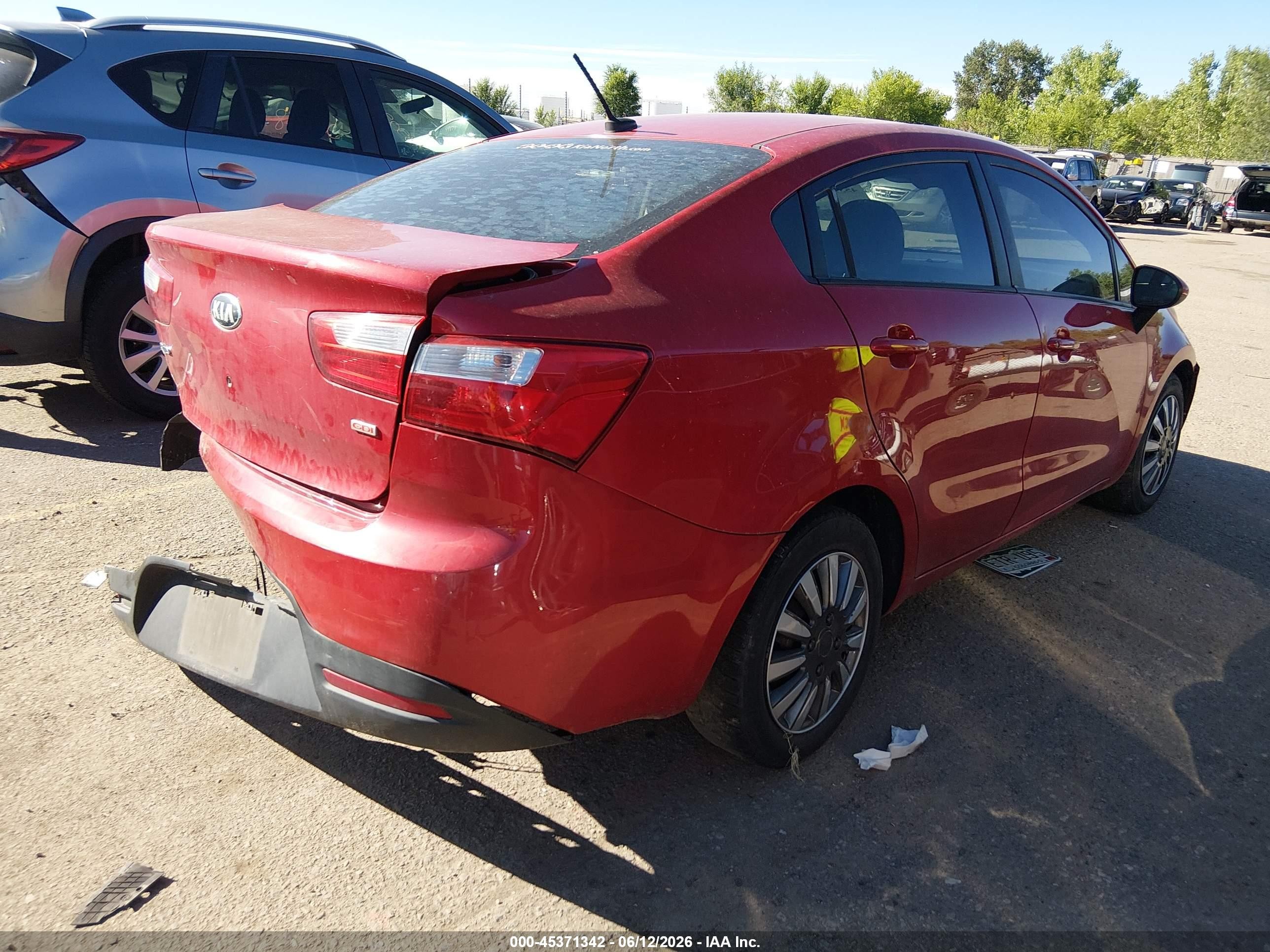 2013 Kia Rio Lx Red vin: KNADM4A37D6205966