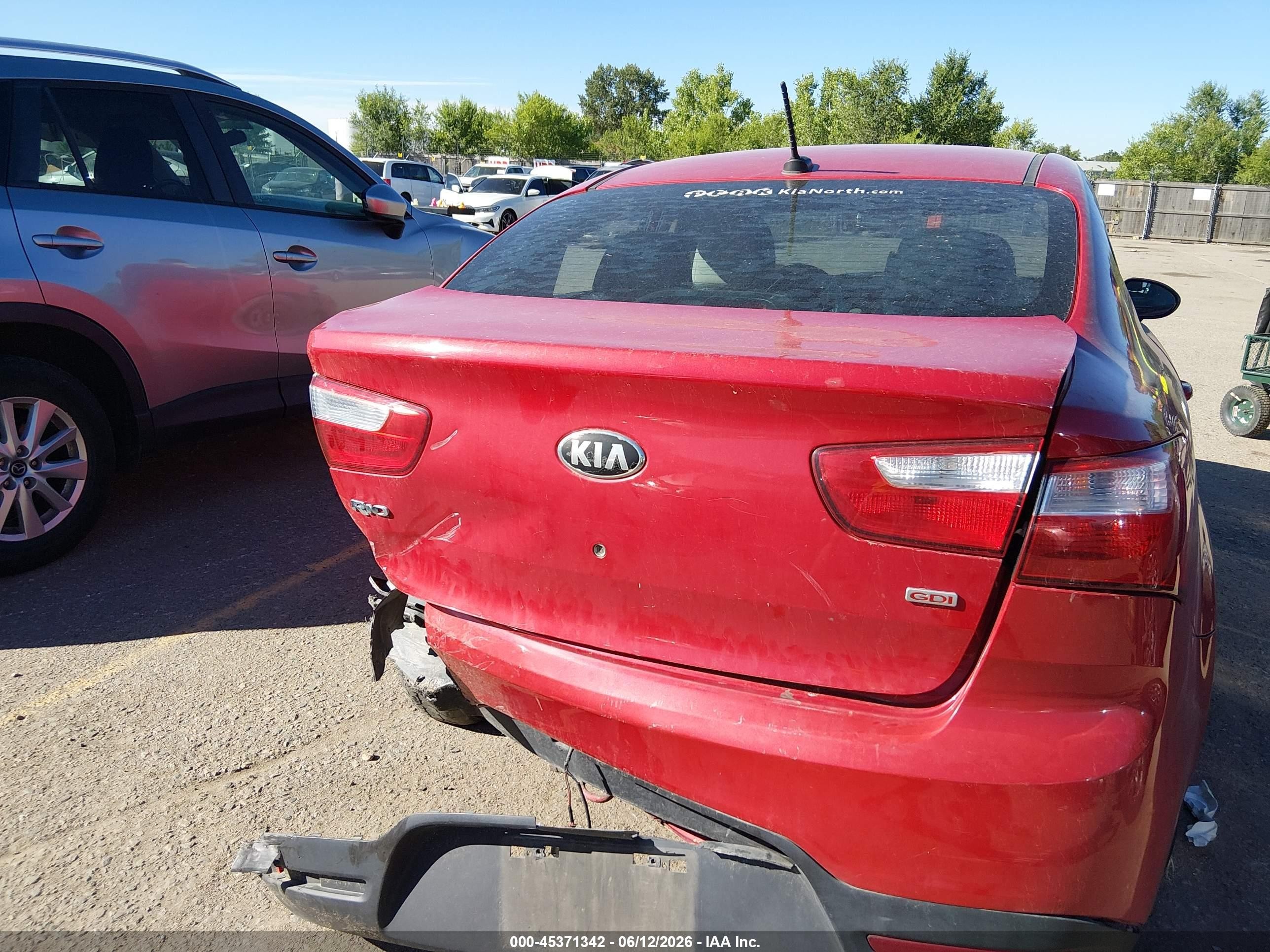 2013 Kia Rio Lx Red vin: KNADM4A37D6205966