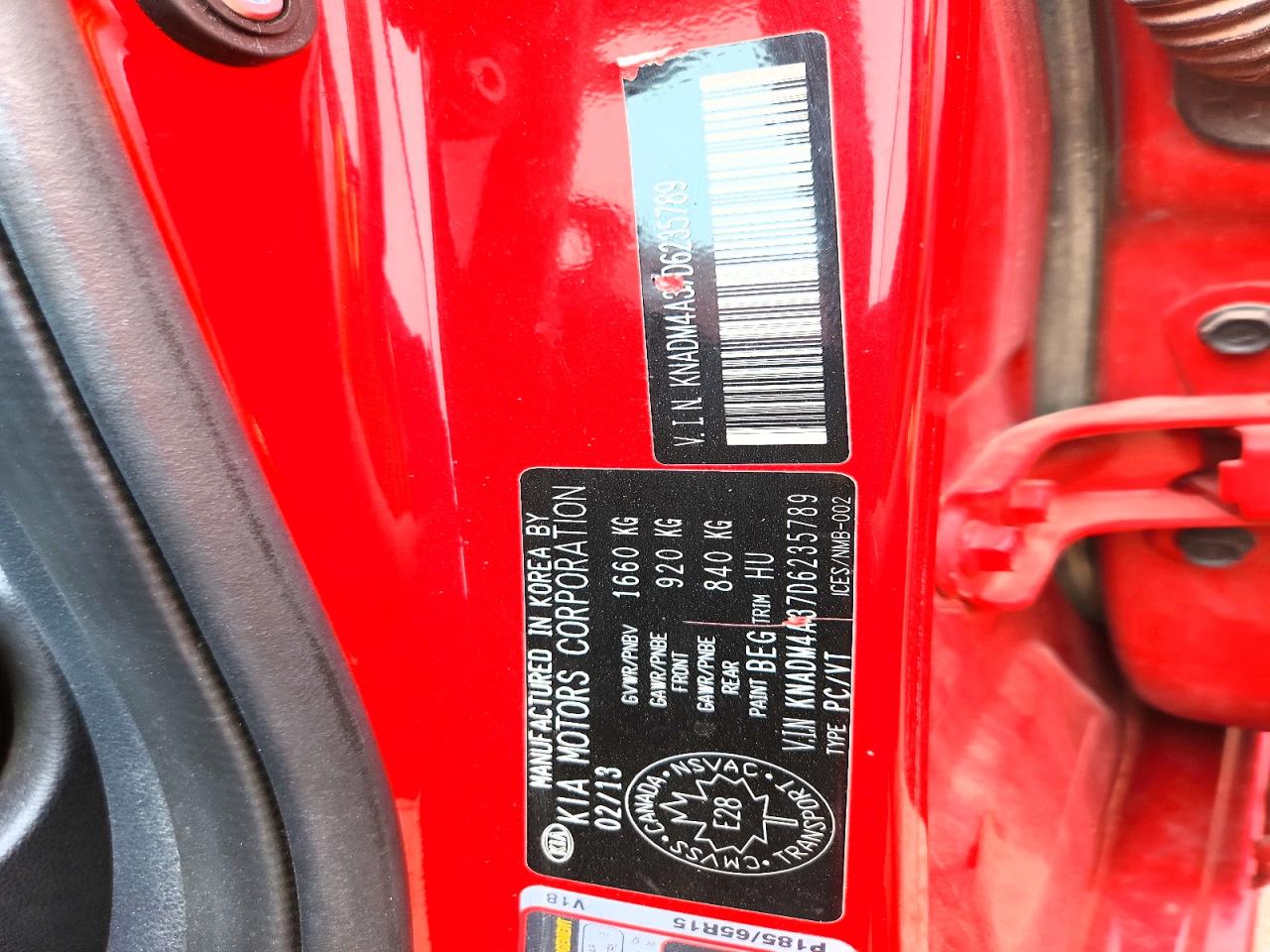 2013 Kia Rio Lx Red vin: KNADM4A37D6235789