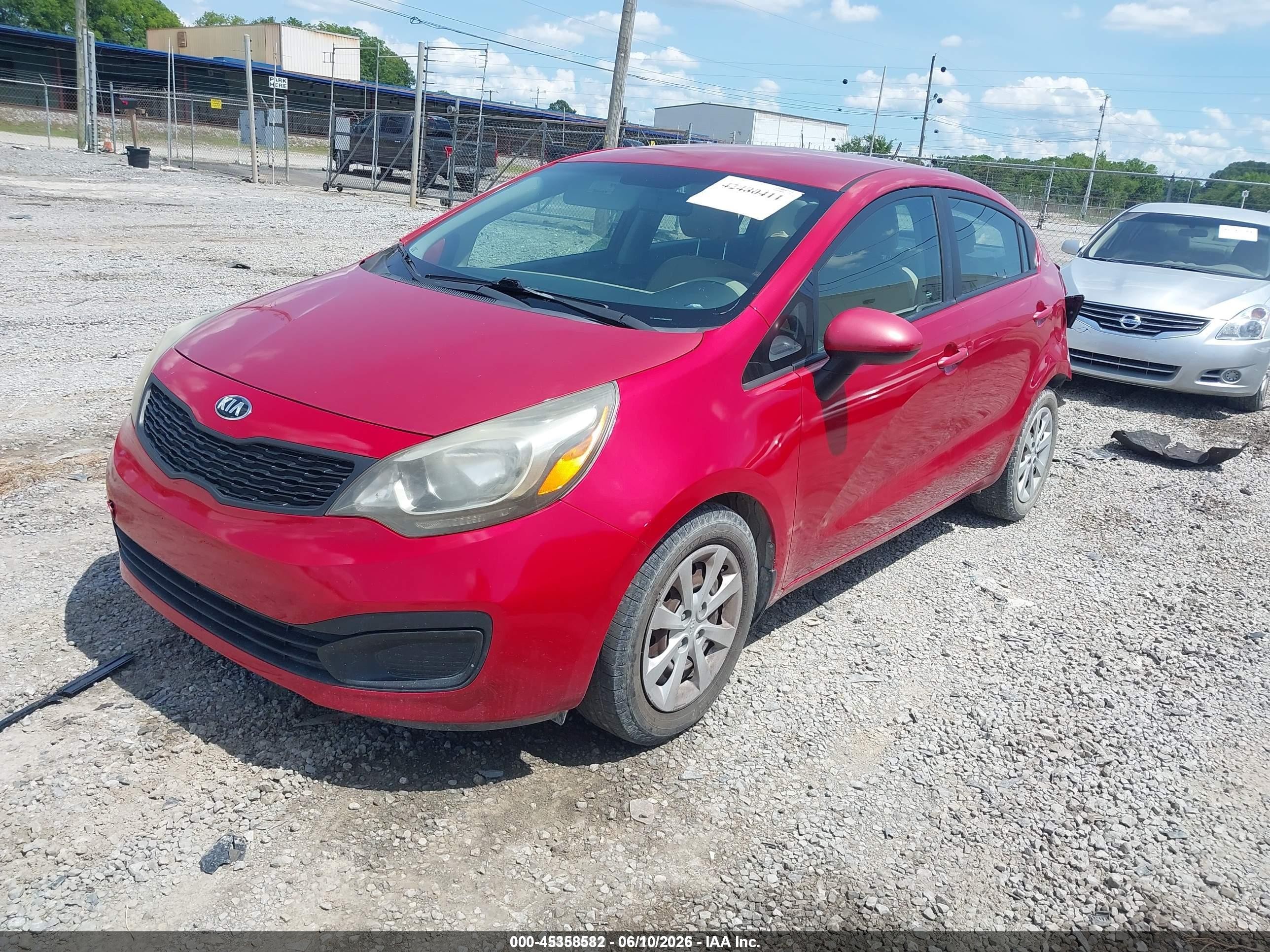 2013 Kia Rio Lx Красный vin: KNADM4A37D6280909