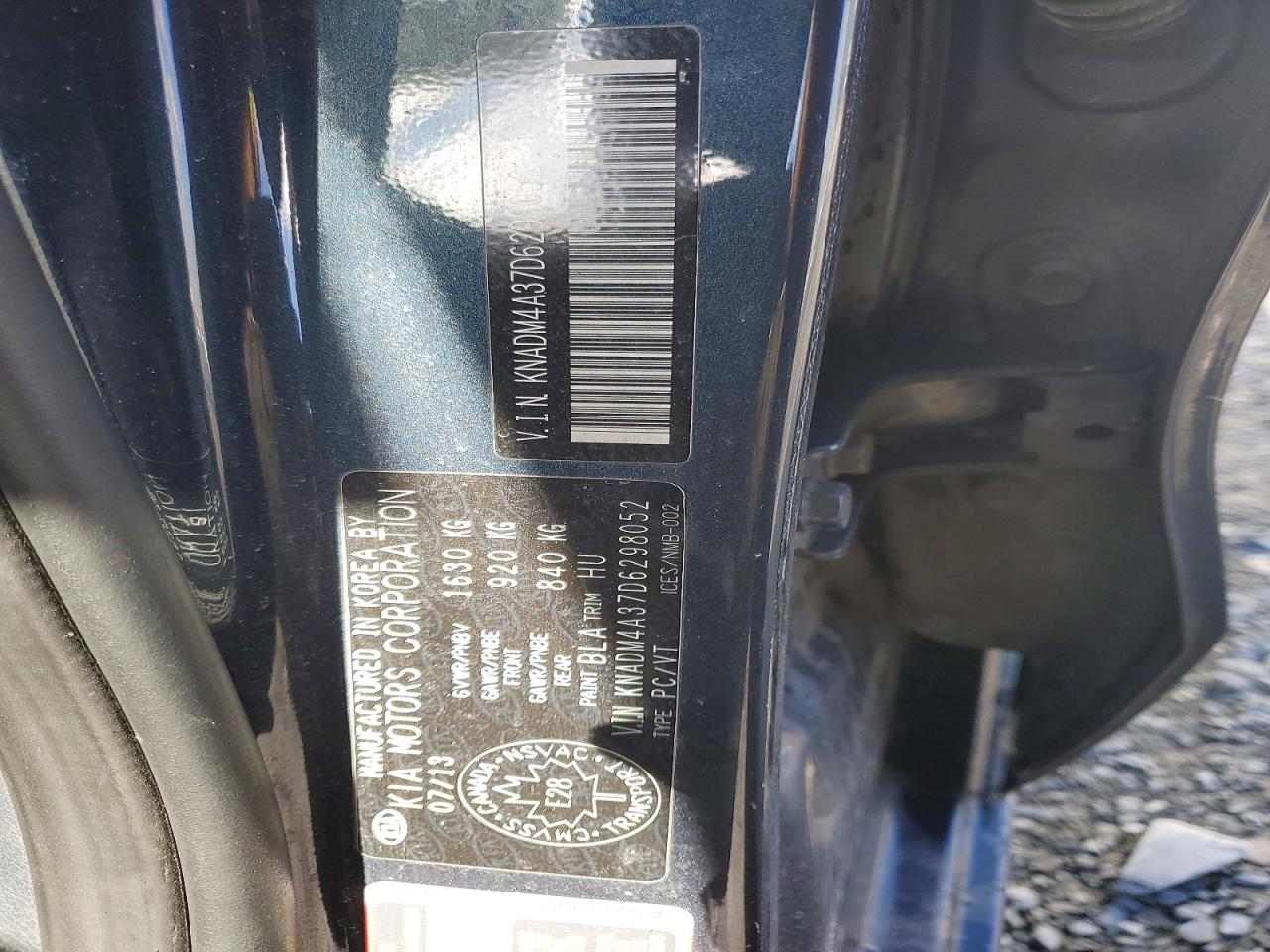 2013 Kia Rio Lx Blue vin: KNADM4A37D6298052