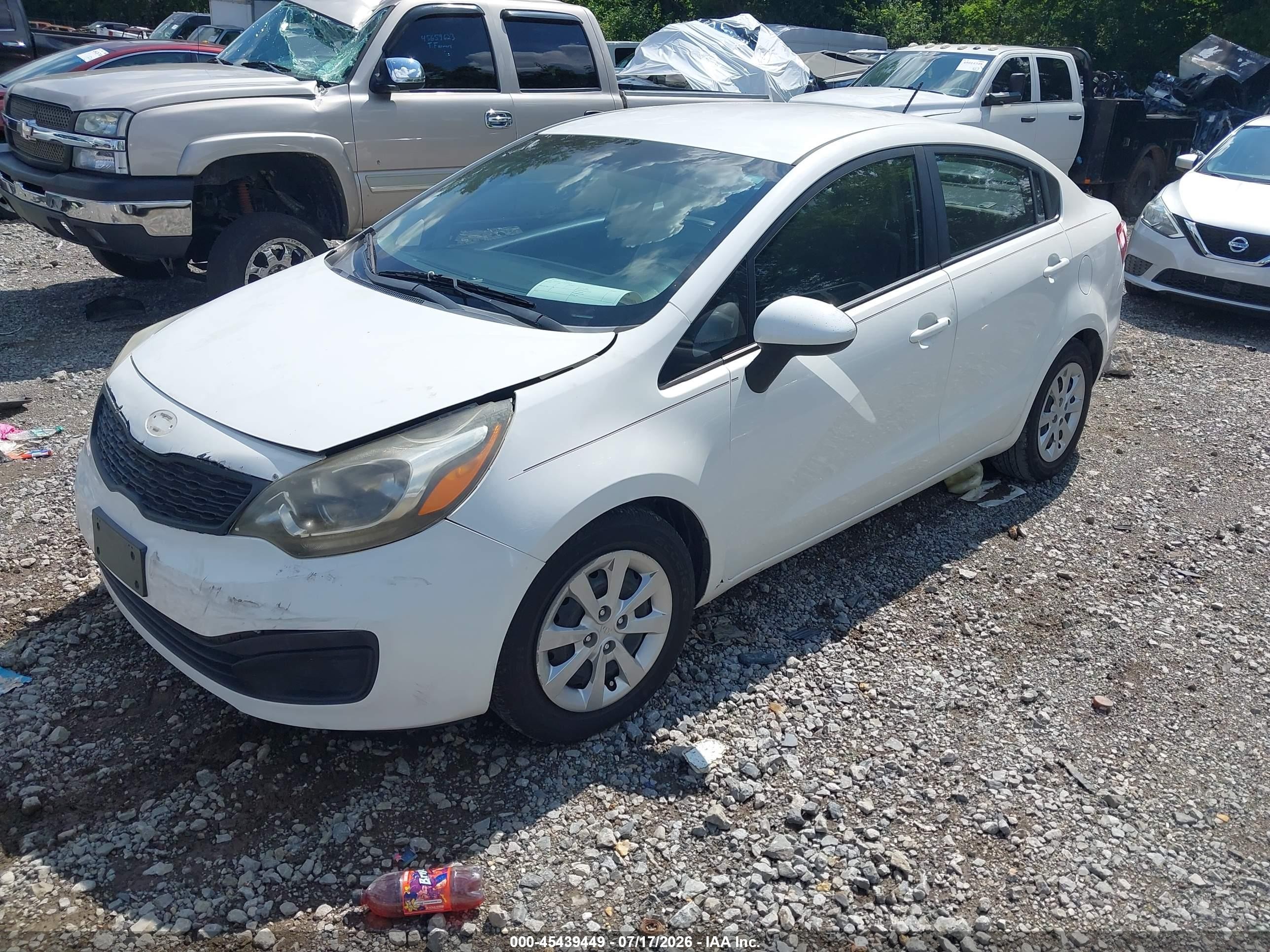 2013 Kia Rio Lx White vin: KNADM4A37D6305520