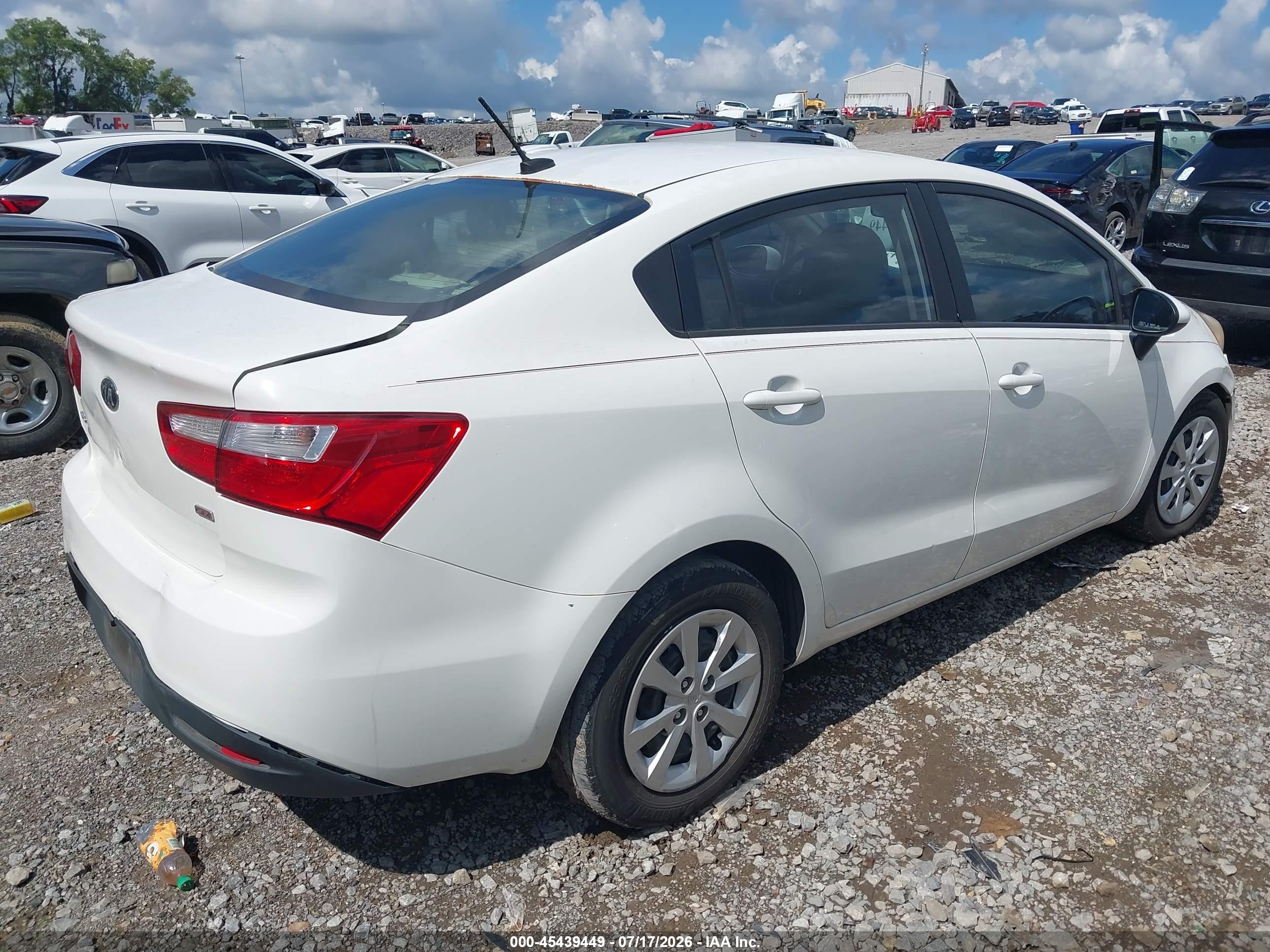 2013 Kia Rio Lx White vin: KNADM4A37D6305520