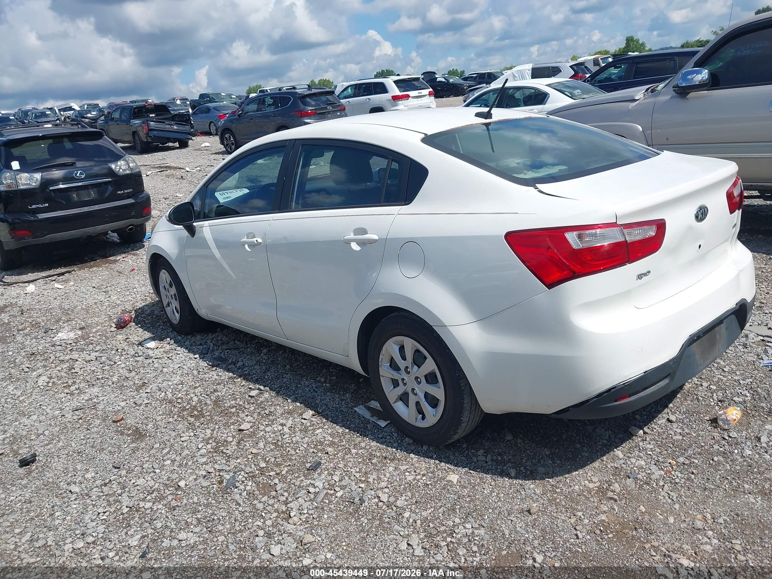 2013 Kia Rio Lx White vin: KNADM4A37D6305520