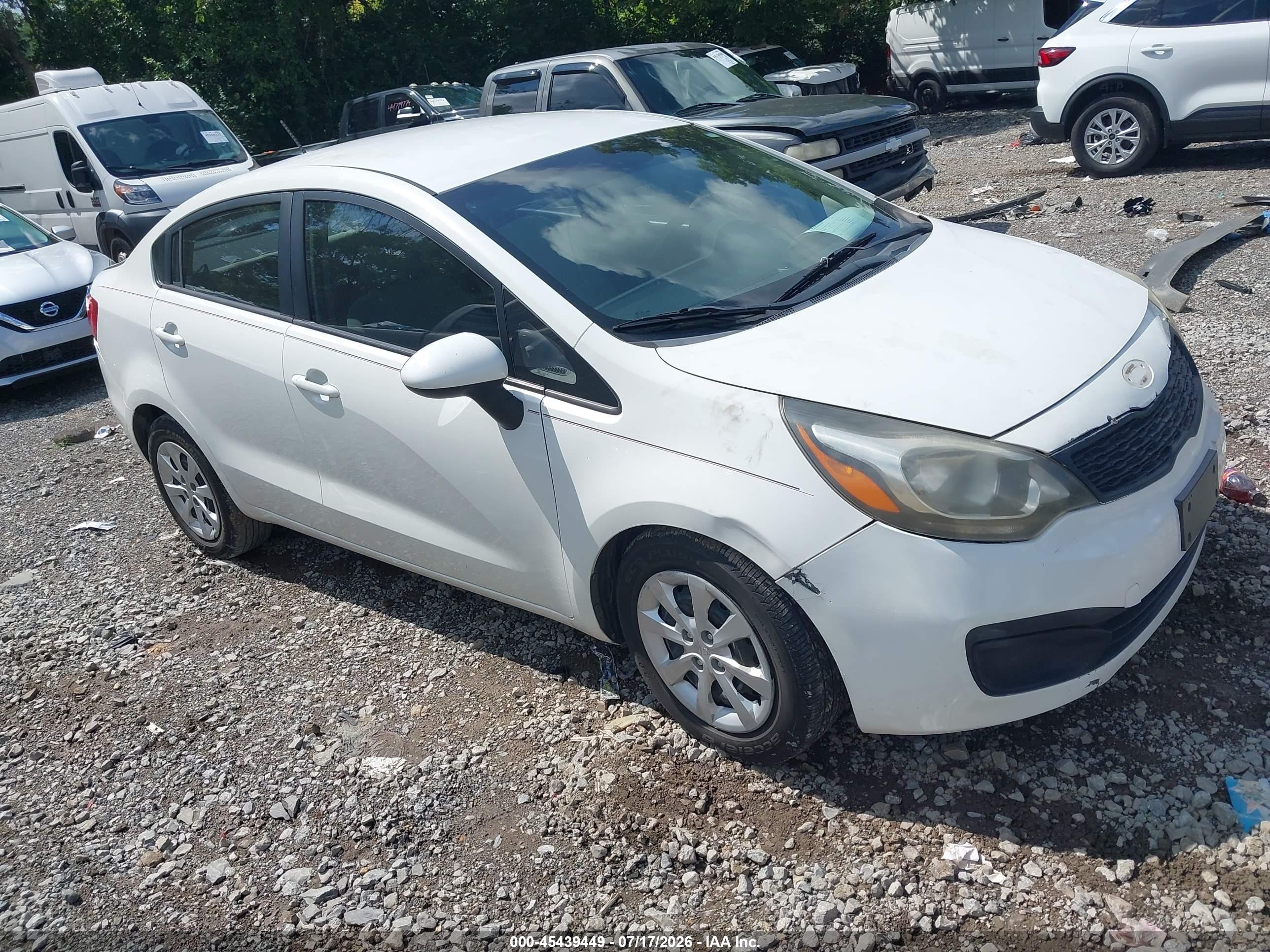 2013 Kia Rio Lx White vin: KNADM4A37D6305520