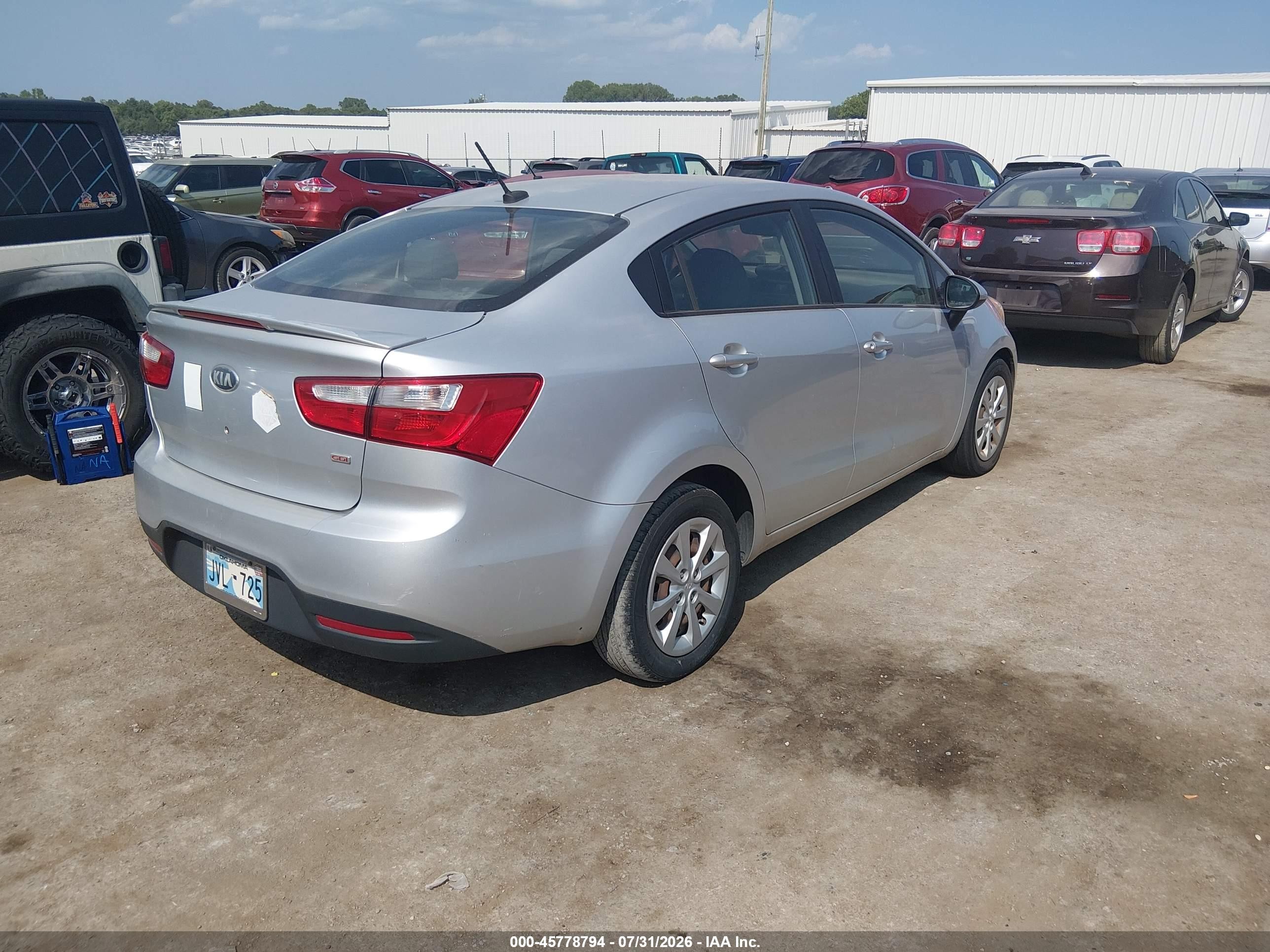 2014 Kia Rio Lx Silver vin: KNADM4A37E6400600