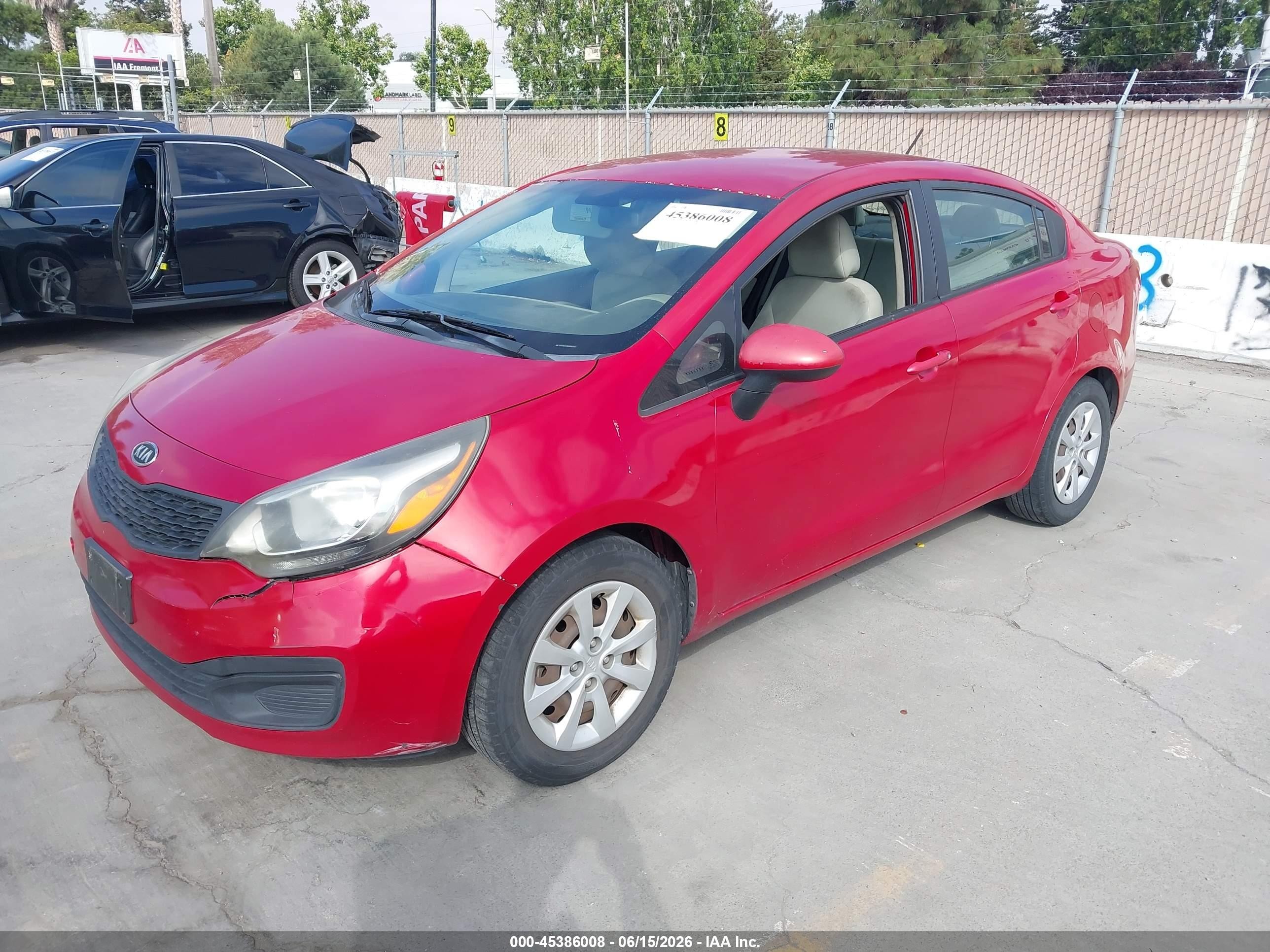 2012 Kia Rio Lx Red vin: KNADM4A38C6033221