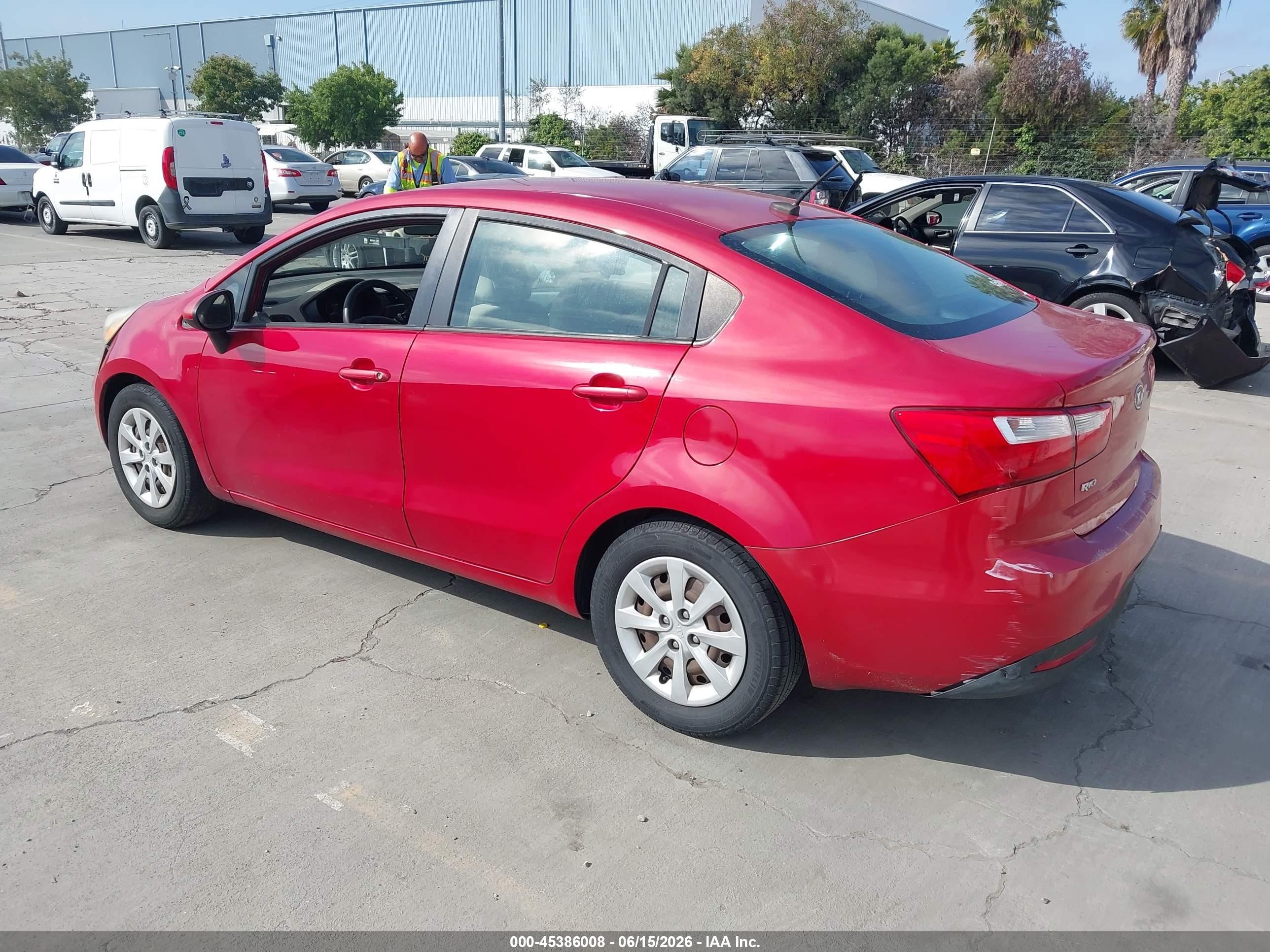2012 Kia Rio Lx Red vin: KNADM4A38C6033221