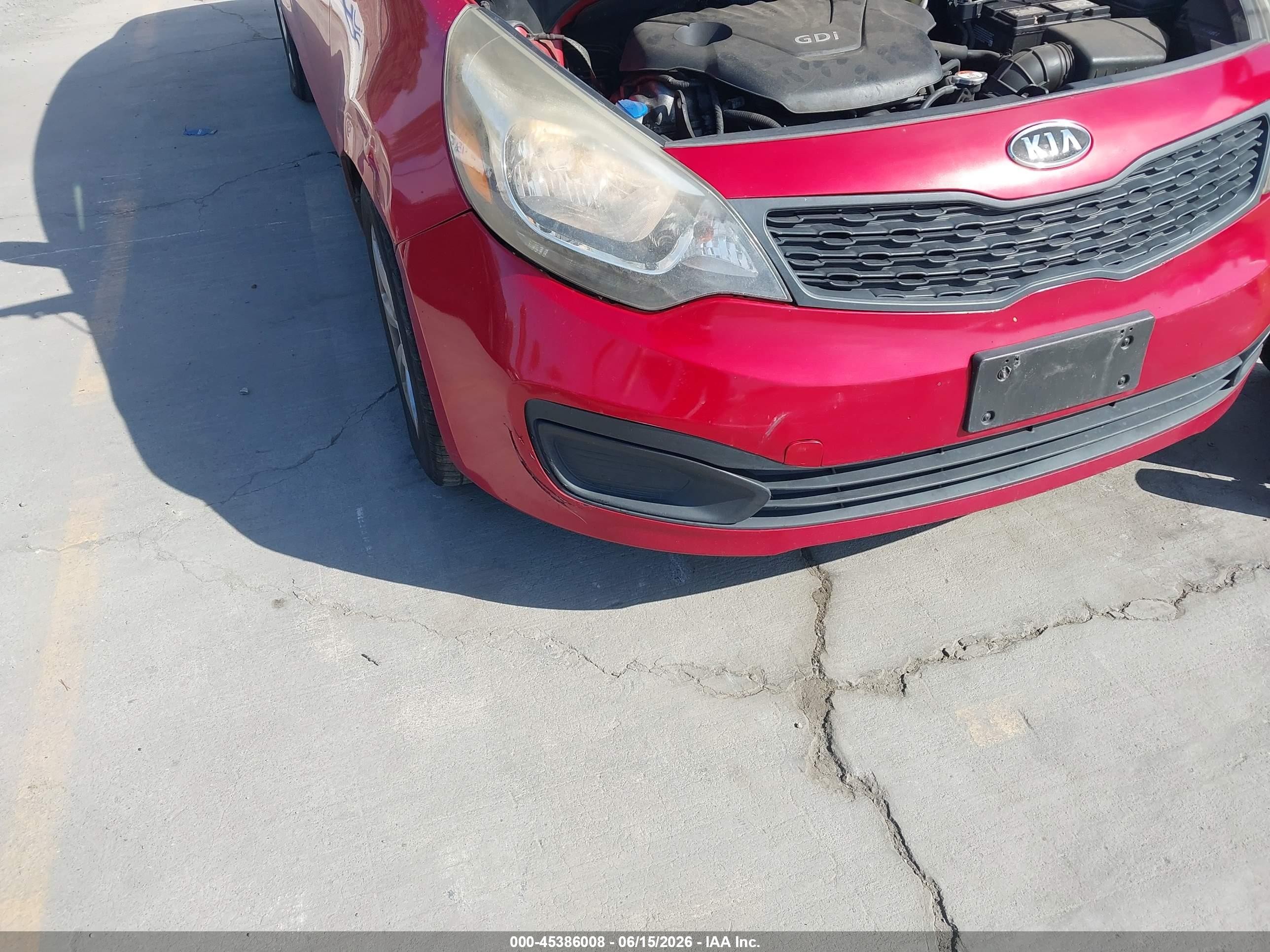 2012 Kia Rio Lx Red vin: KNADM4A38C6033221