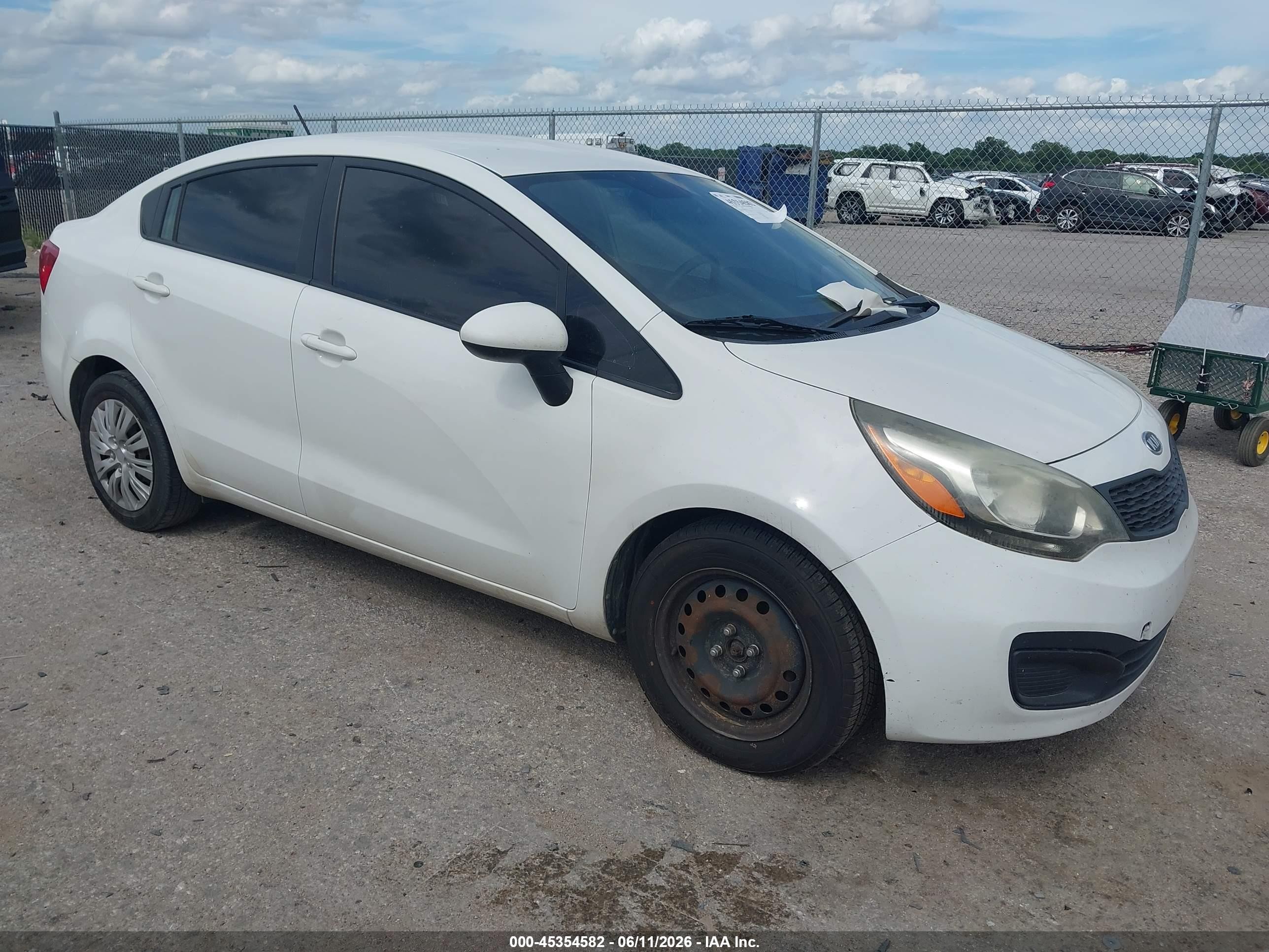2012 Kia Rio Lx White vin: KNADM4A38C6057583