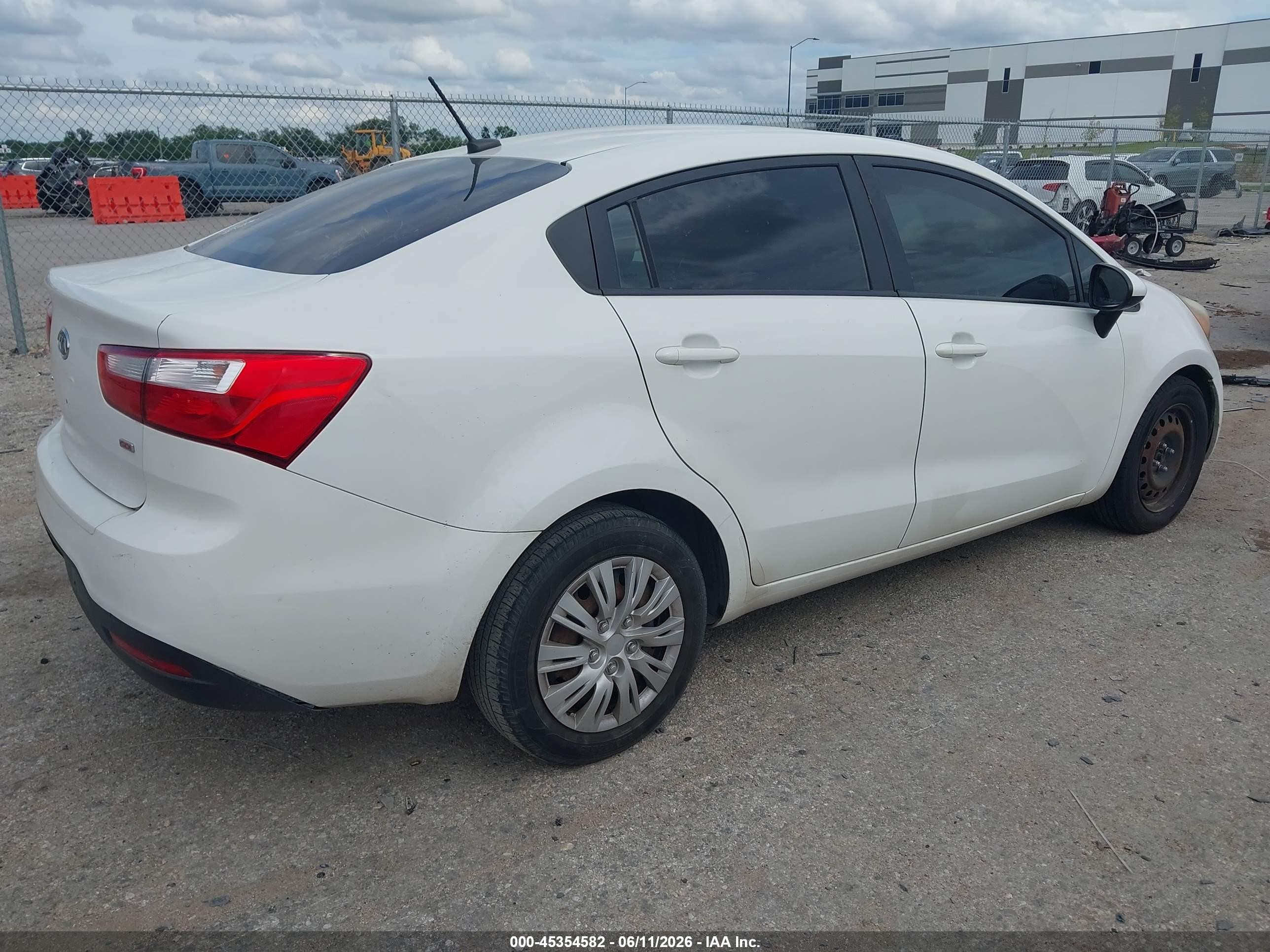 2012 Kia Rio Lx White vin: KNADM4A38C6057583