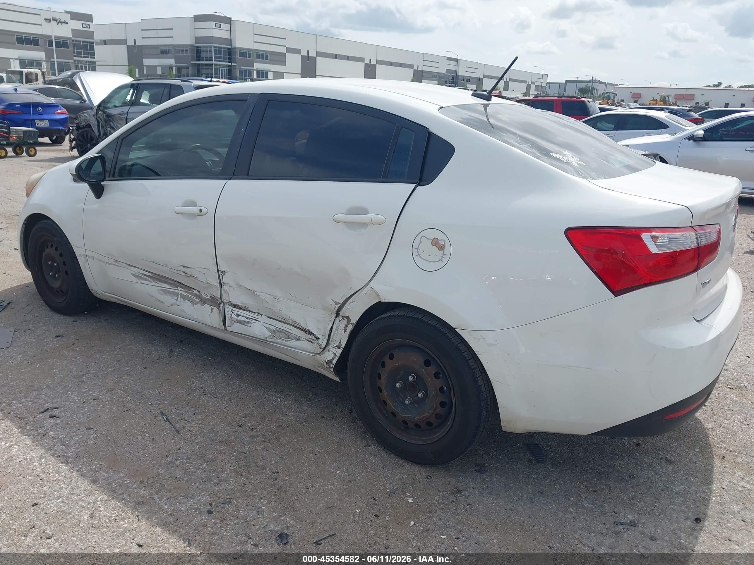 2012 Kia Rio Lx White vin: KNADM4A38C6057583