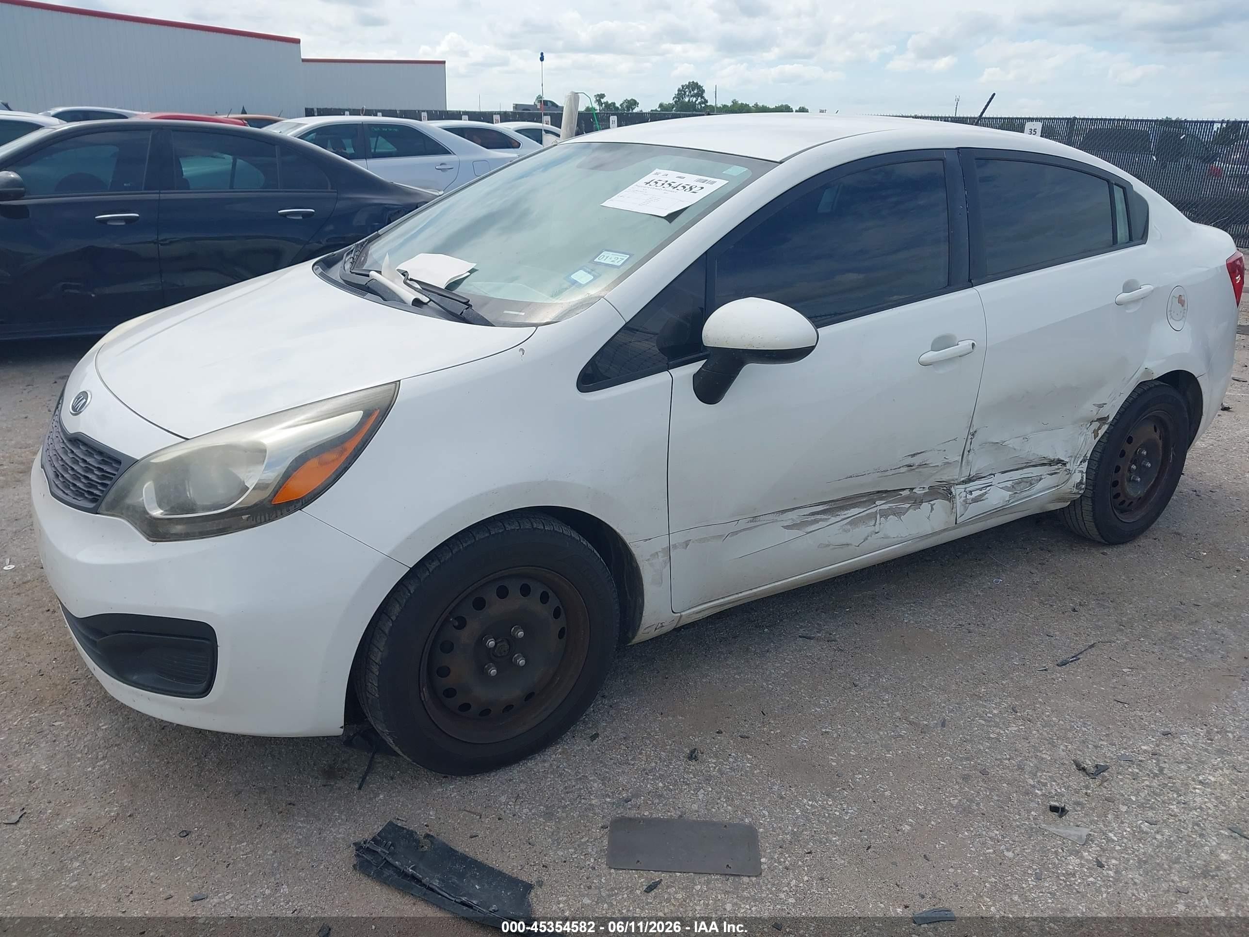 2012 Kia Rio Lx White vin: KNADM4A38C6057583