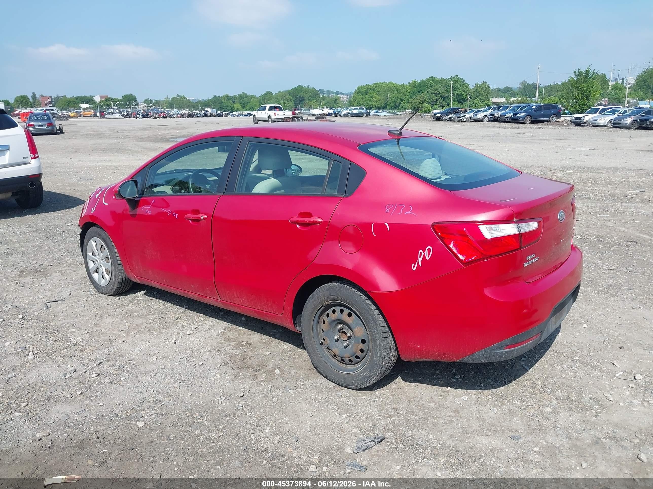 2012 Kia Rio Lx Red vin: KNADM4A38C6073668