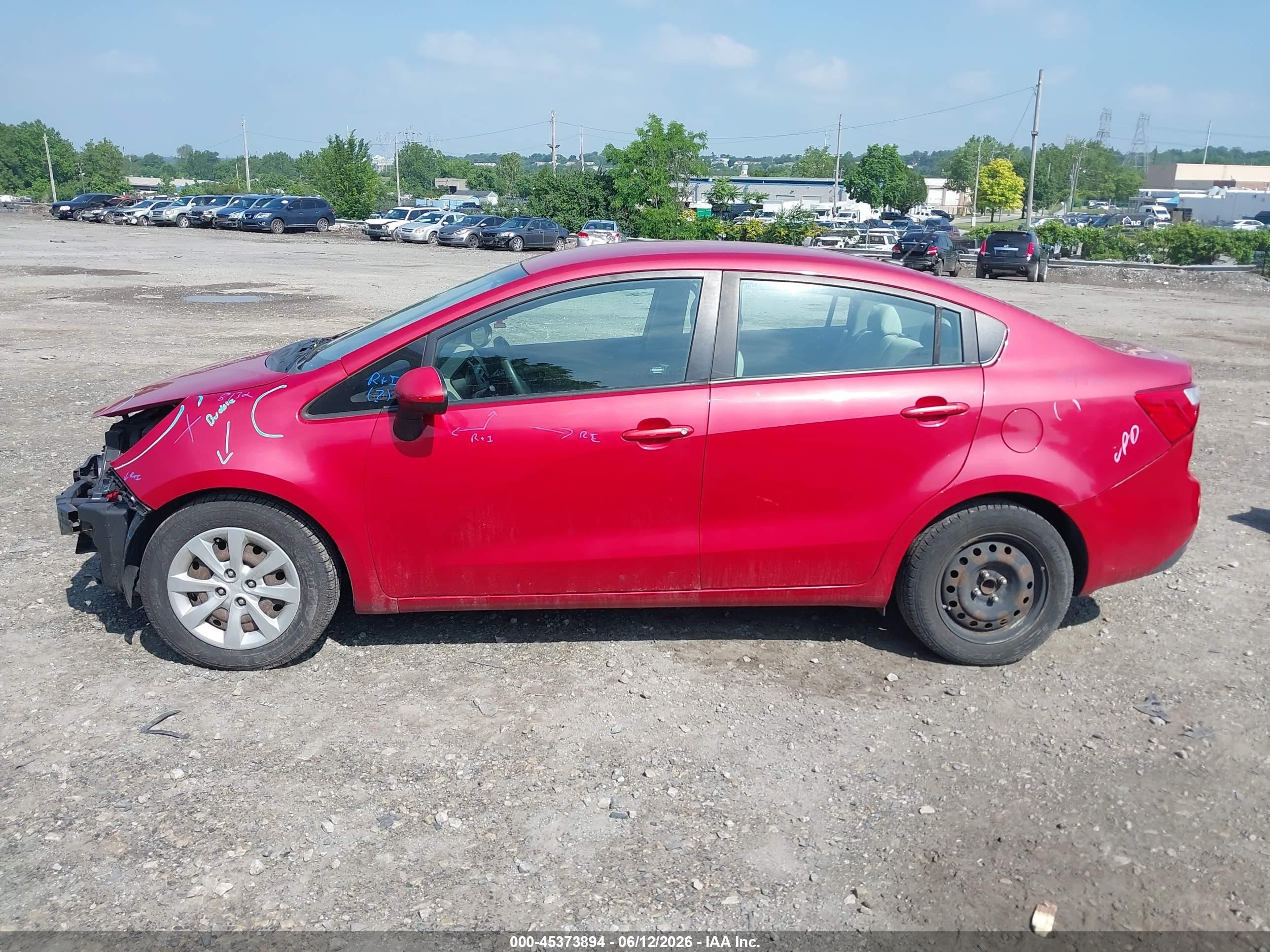 2012 Kia Rio Lx Red vin: KNADM4A38C6073668