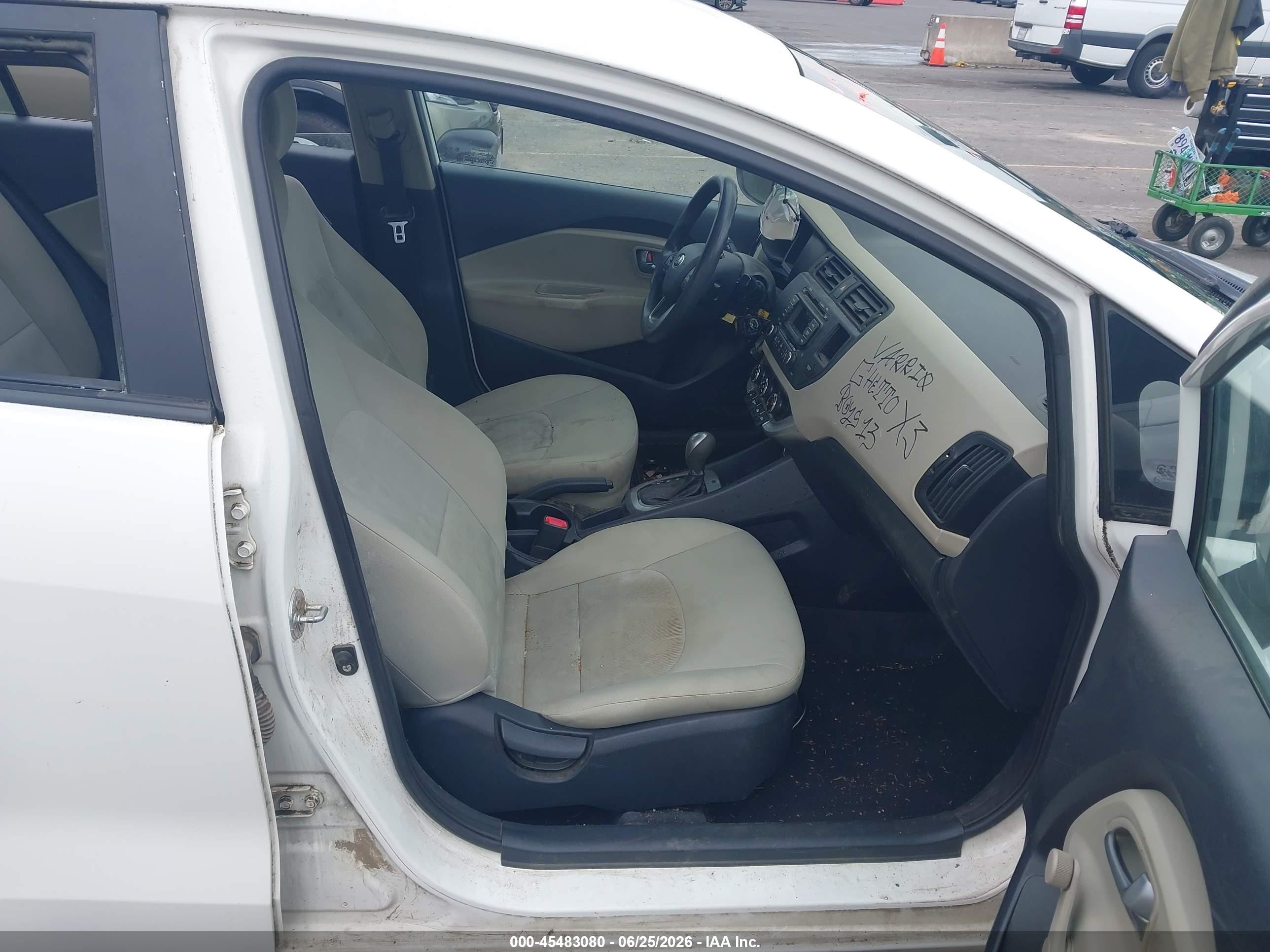 2013 Kia Rio Lx White vin: KNADM4A38D6177708