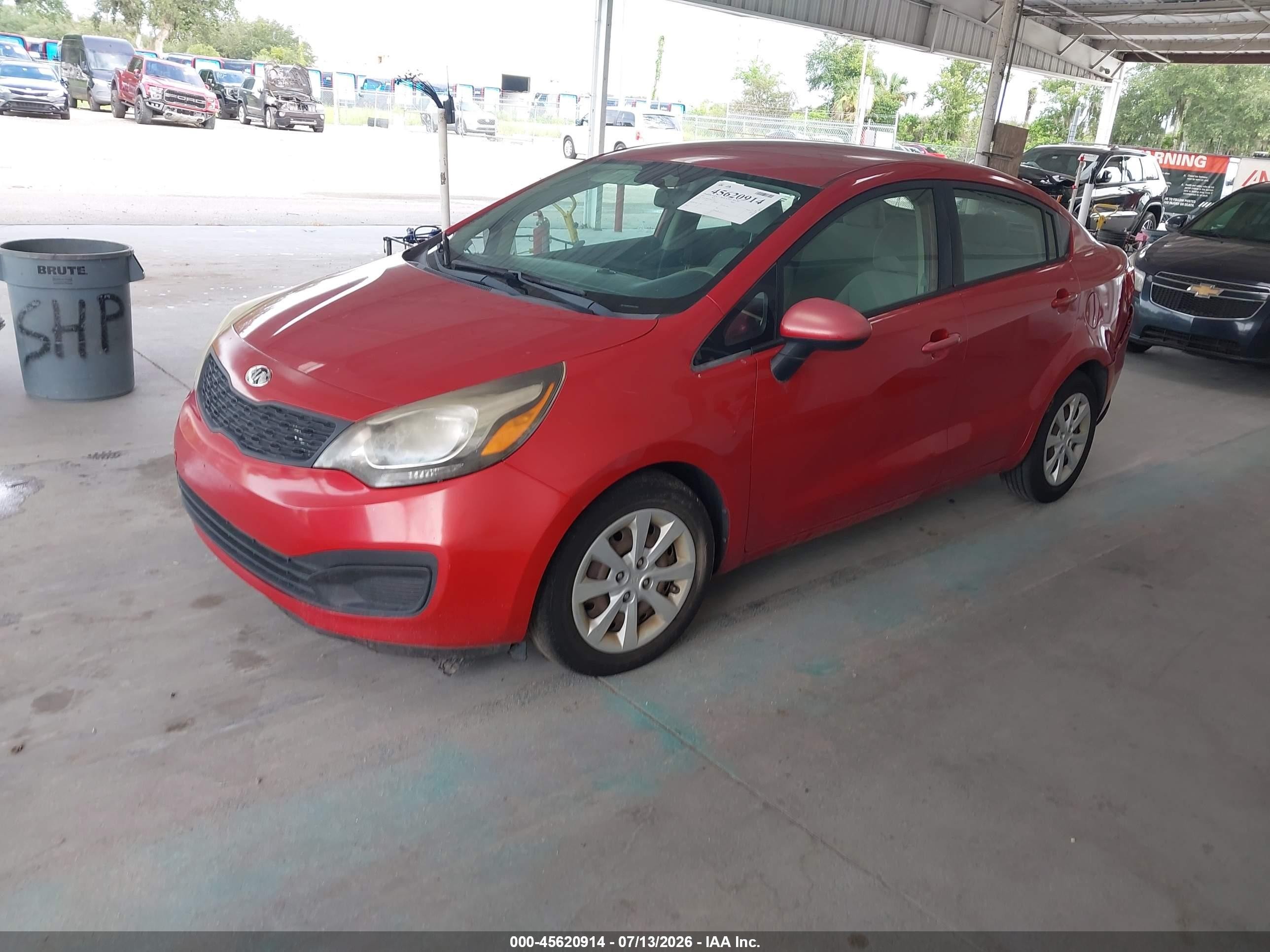 2014 Kia Rio Lx Red vin: KNADM4A38E6370927