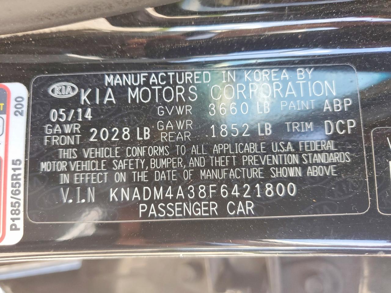 2015 Kia Rio Lx Black vin: KNADM4A38F6421800