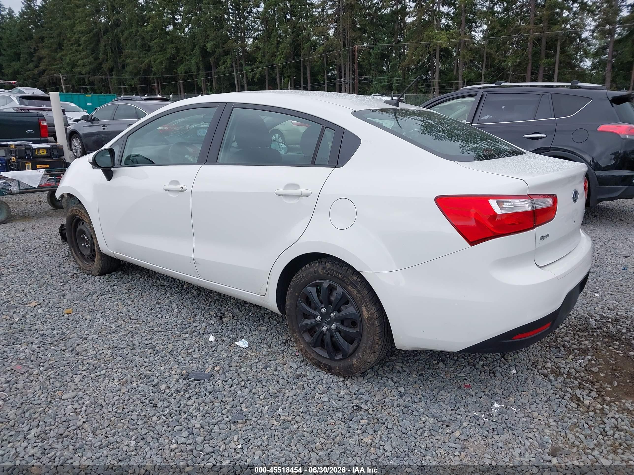 2012 Kia Rio Lx White vin: KNADM4A39C6045359