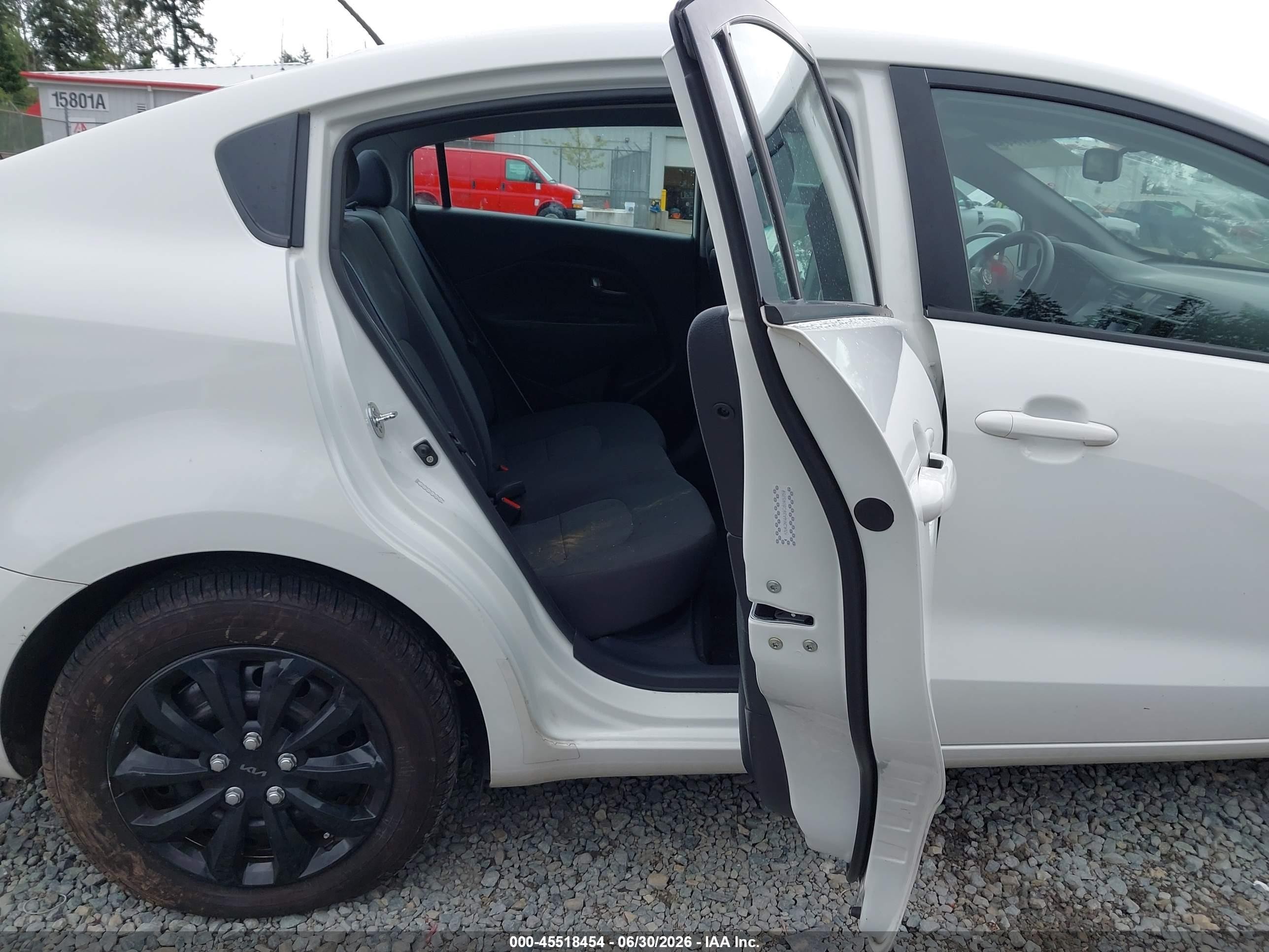 2012 Kia Rio Lx White vin: KNADM4A39C6045359