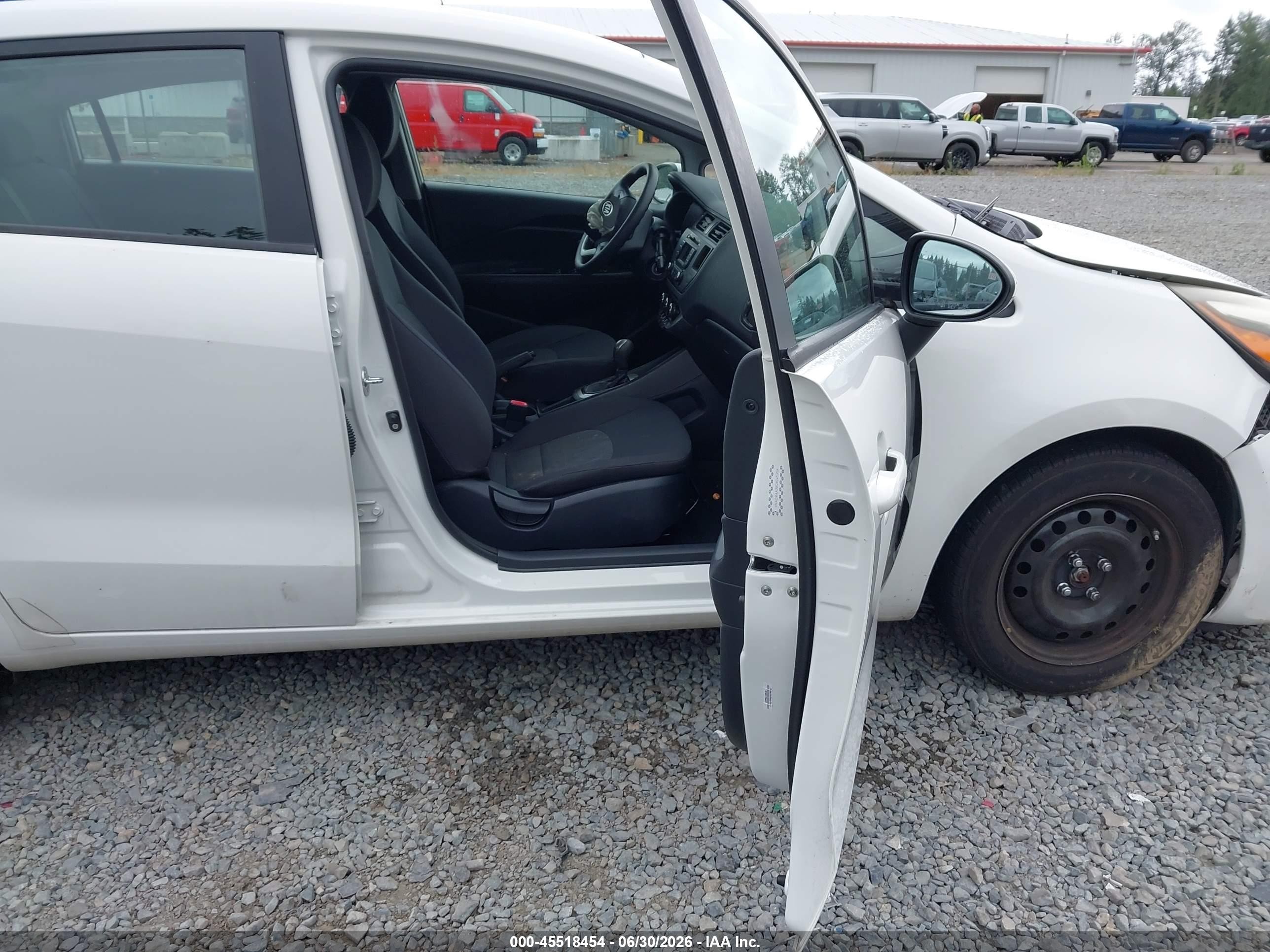 2012 Kia Rio Lx White vin: KNADM4A39C6045359
