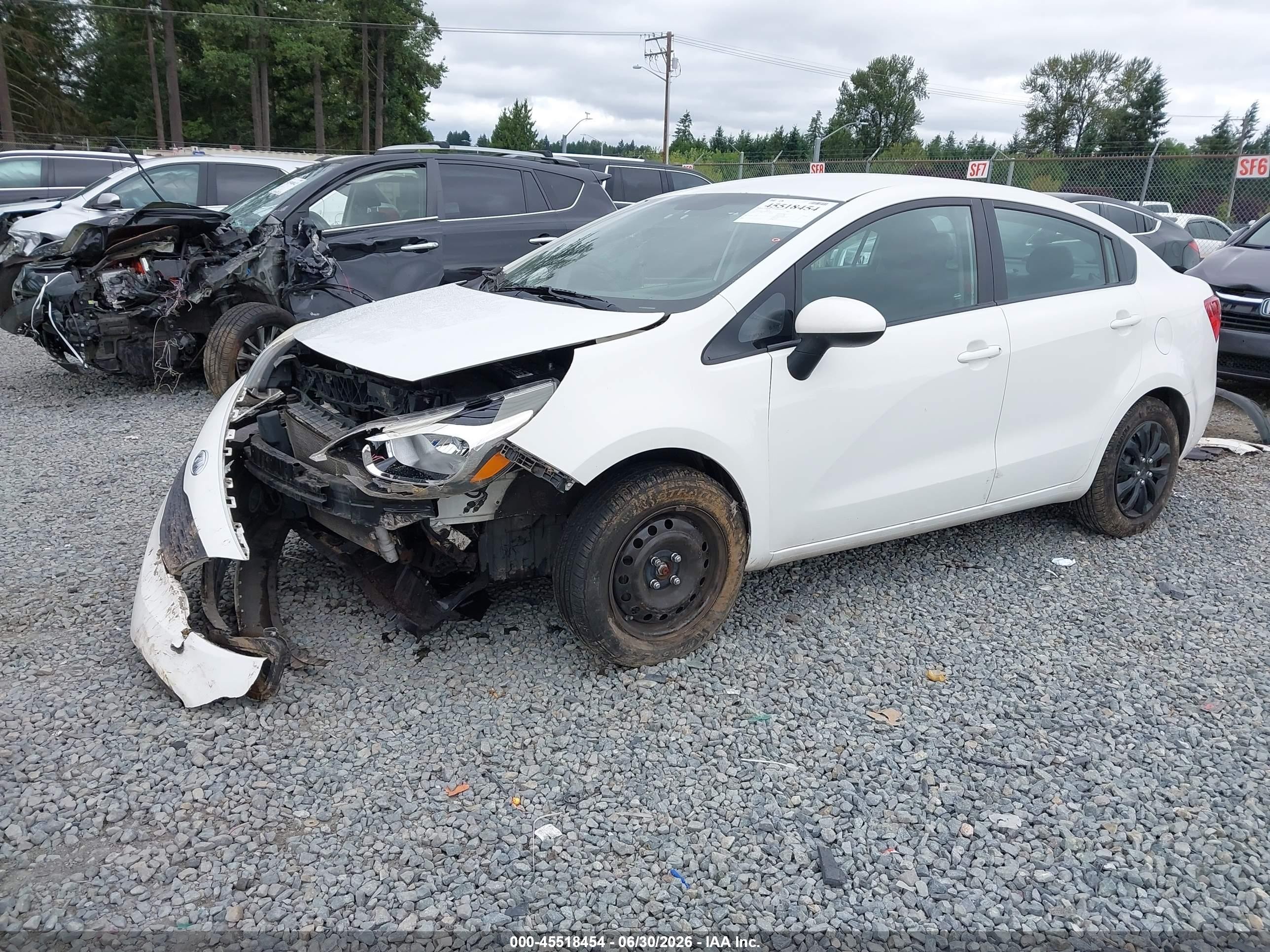 2012 Kia Rio Lx White vin: KNADM4A39C6045359
