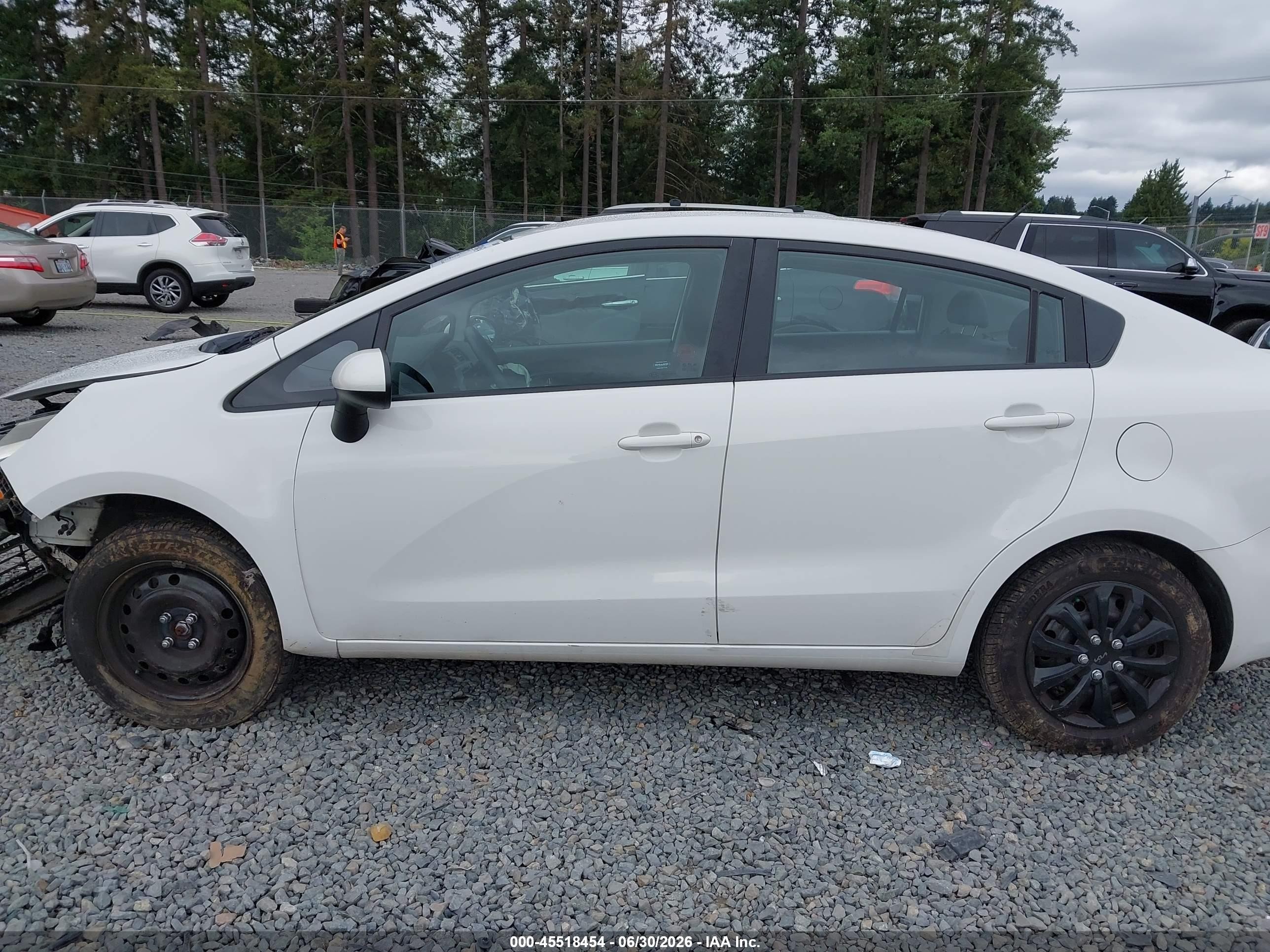 2012 Kia Rio Lx White vin: KNADM4A39C6045359