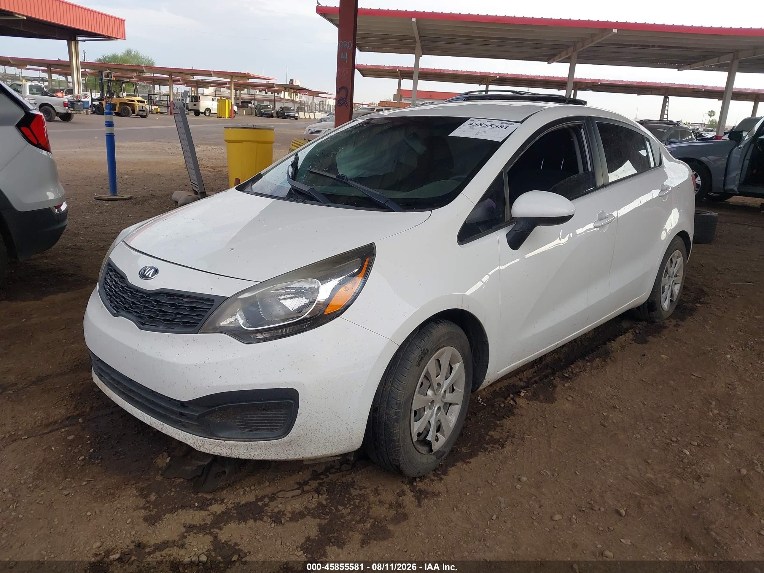 2013 Kia Rio Lx White vin: KNADM4A39D6170489