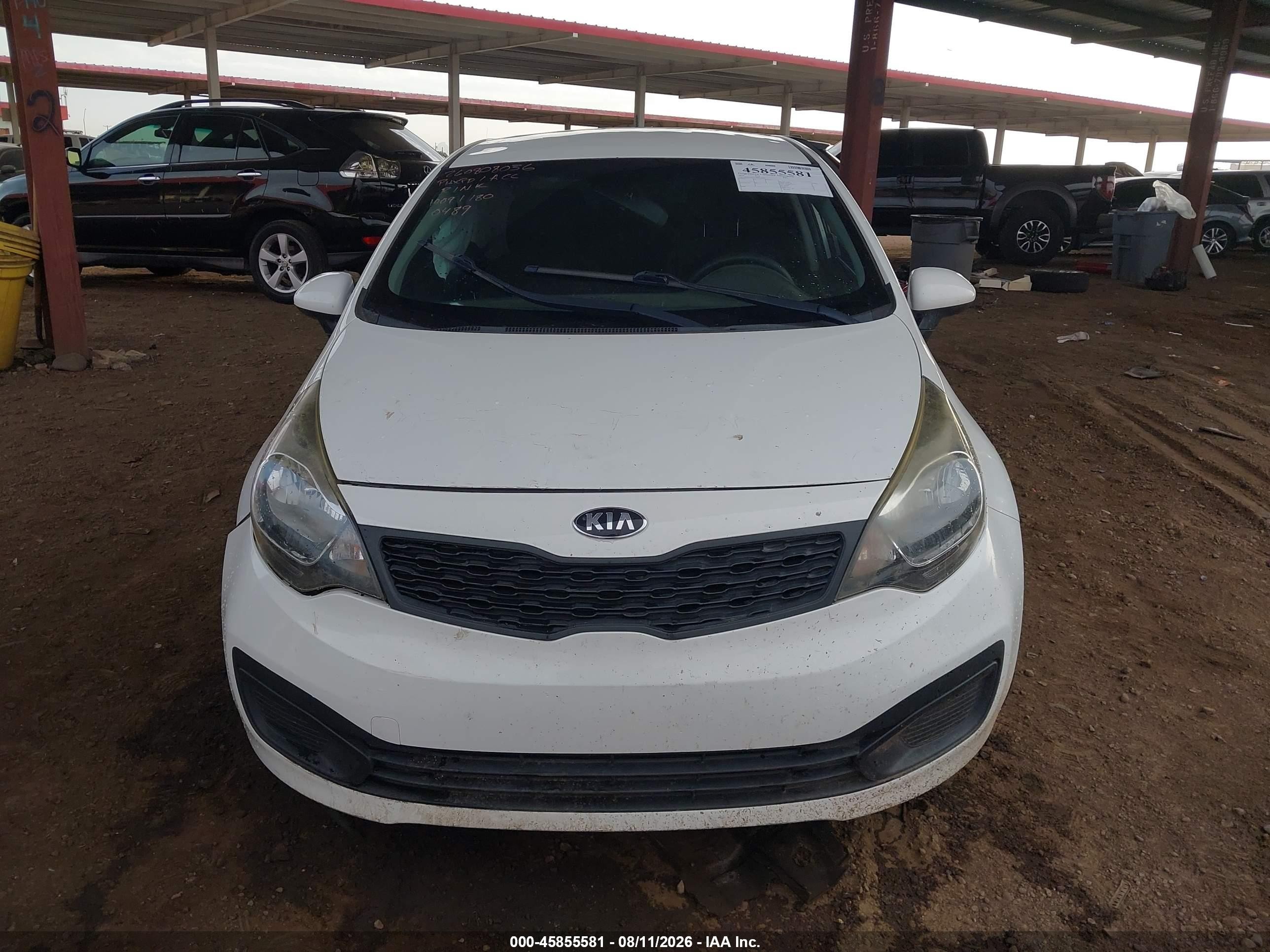 2013 Kia Rio Lx White vin: KNADM4A39D6170489