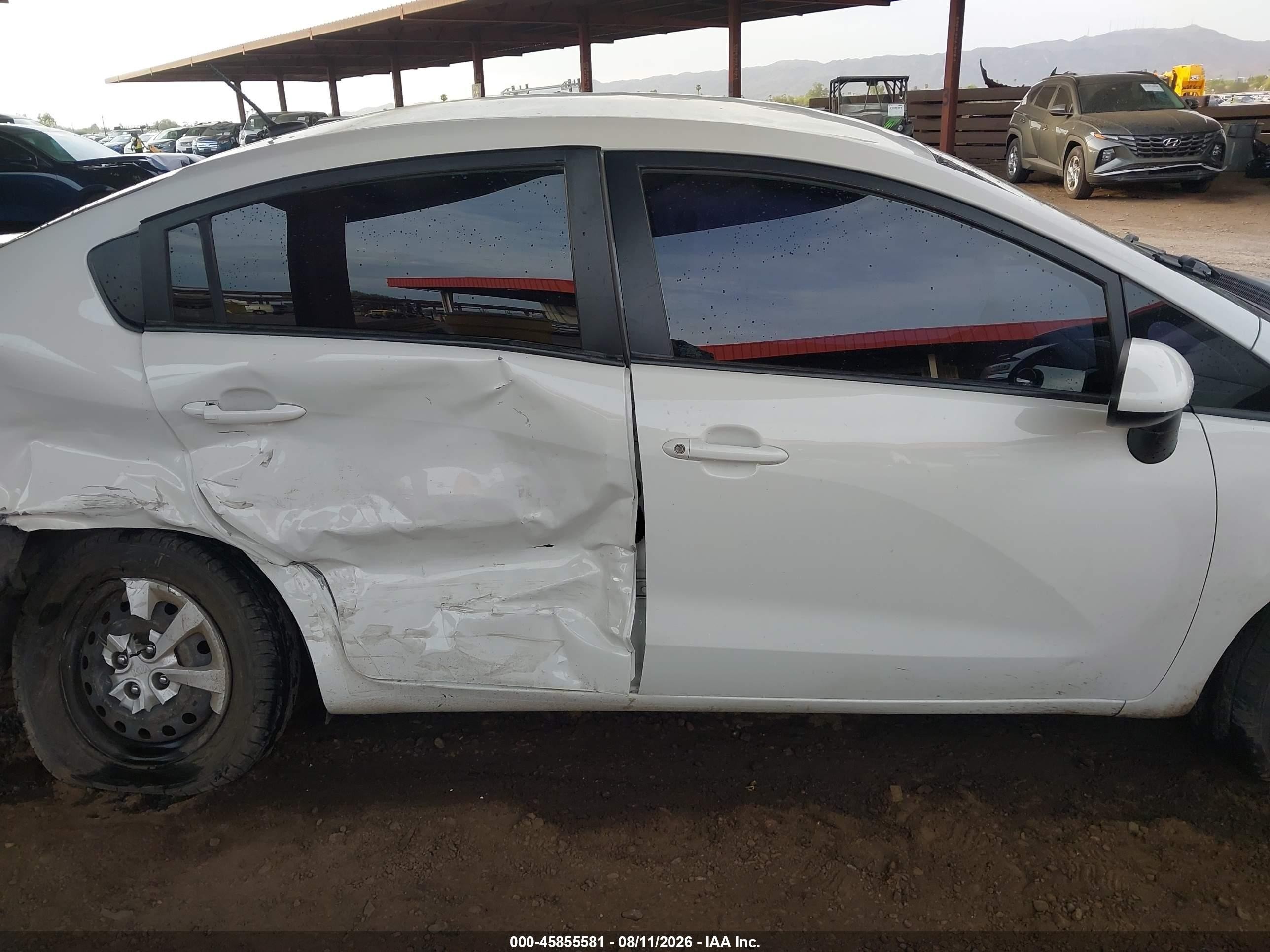 2013 Kia Rio Lx White vin: KNADM4A39D6170489