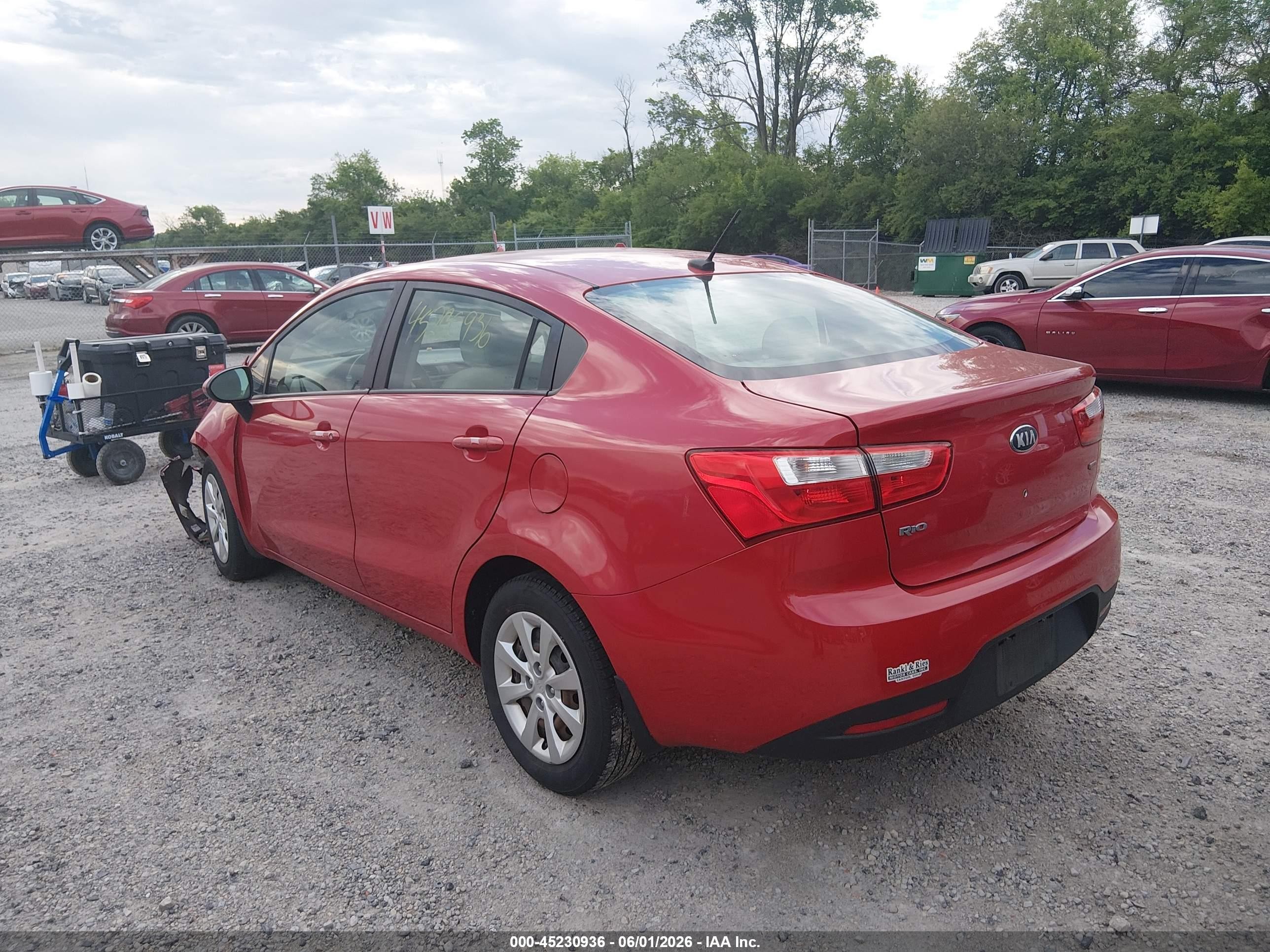 2013 Kia Rio Lx Red vin: KNADM4A39D6205239