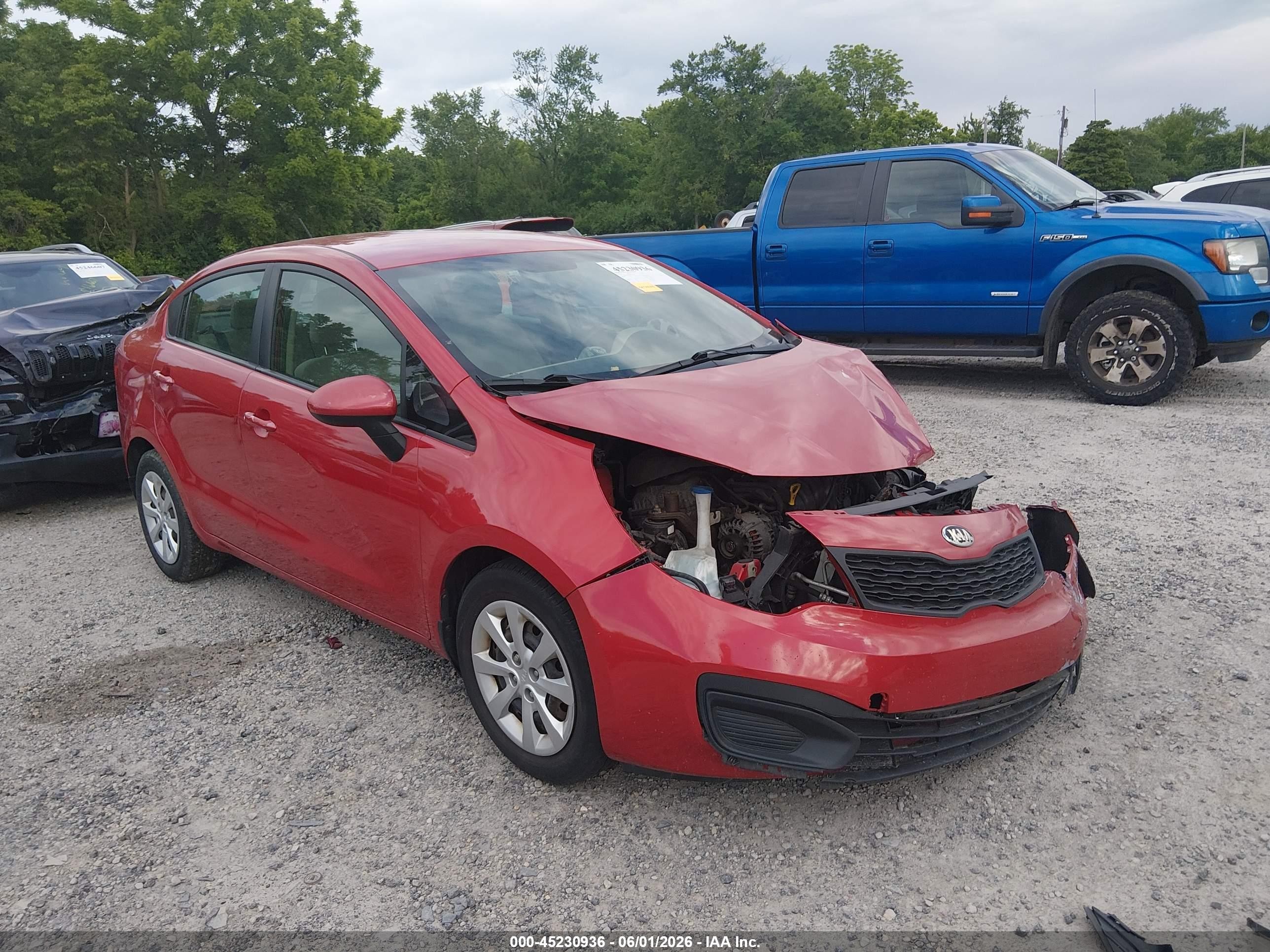 2013 Kia Rio Lx Red vin: KNADM4A39D6205239