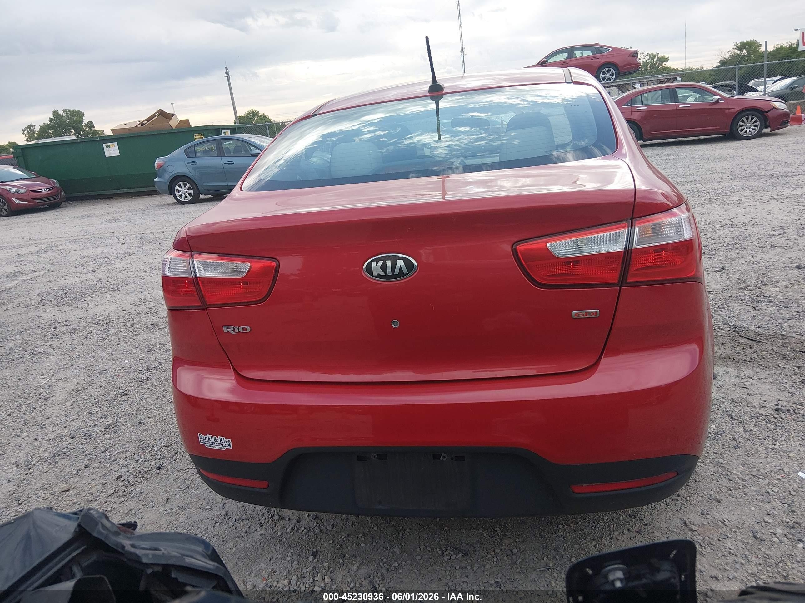 2013 Kia Rio Lx Red vin: KNADM4A39D6205239