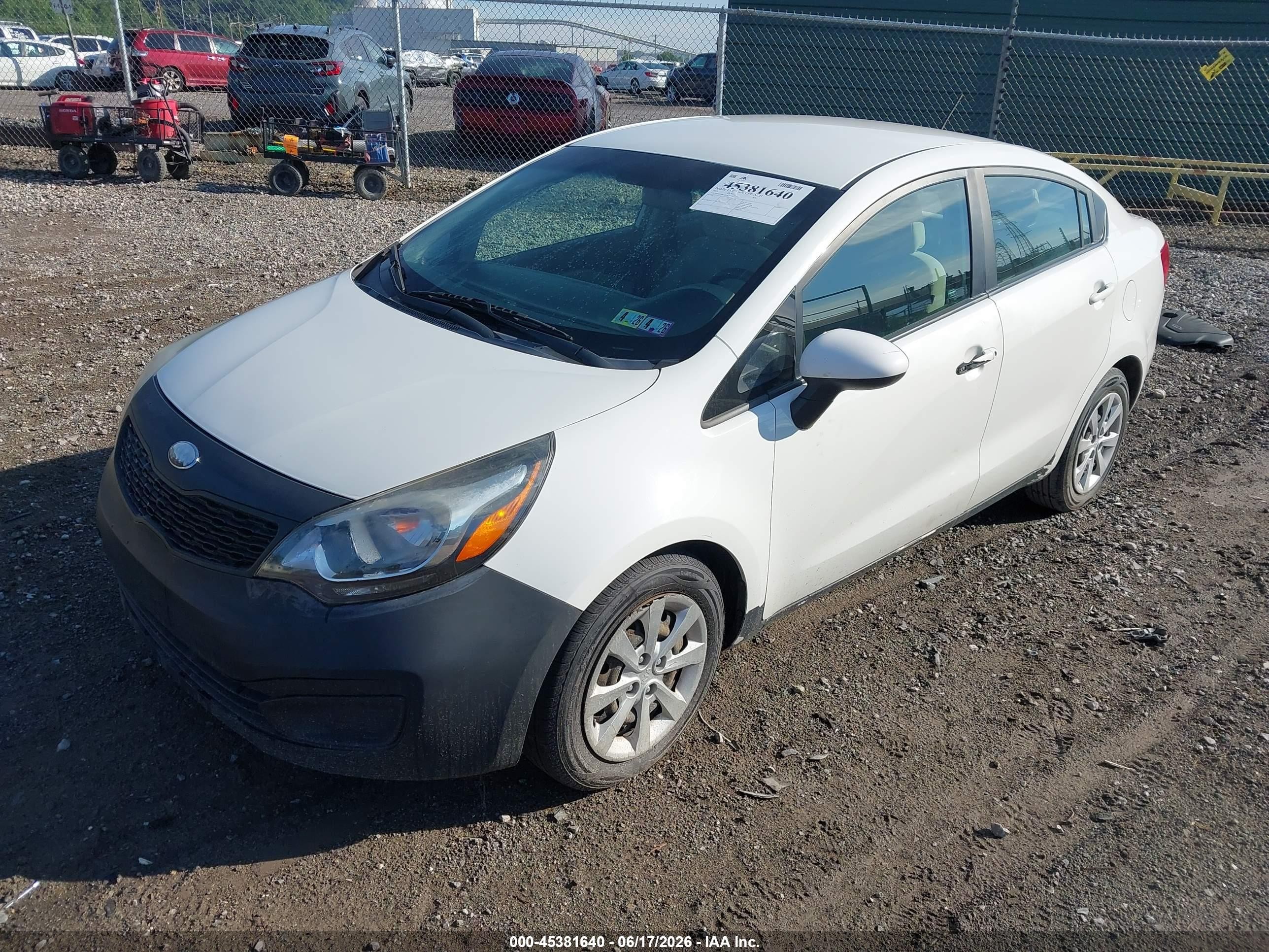 2013 Kia Rio Lx White vin: KNADM4A39D6268907