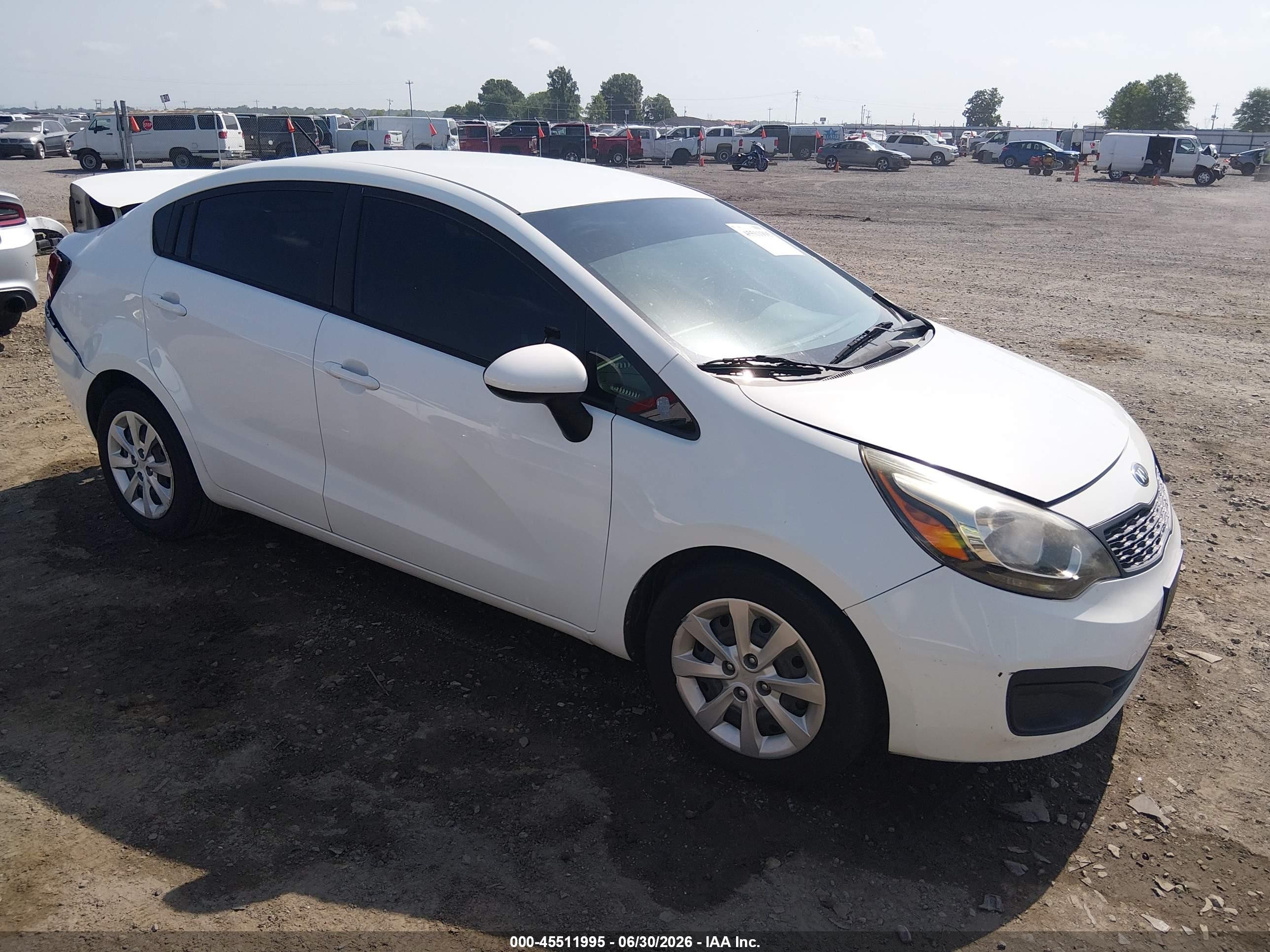 2014 Kia Rio Lx White vin: KNADM4A39E6327603