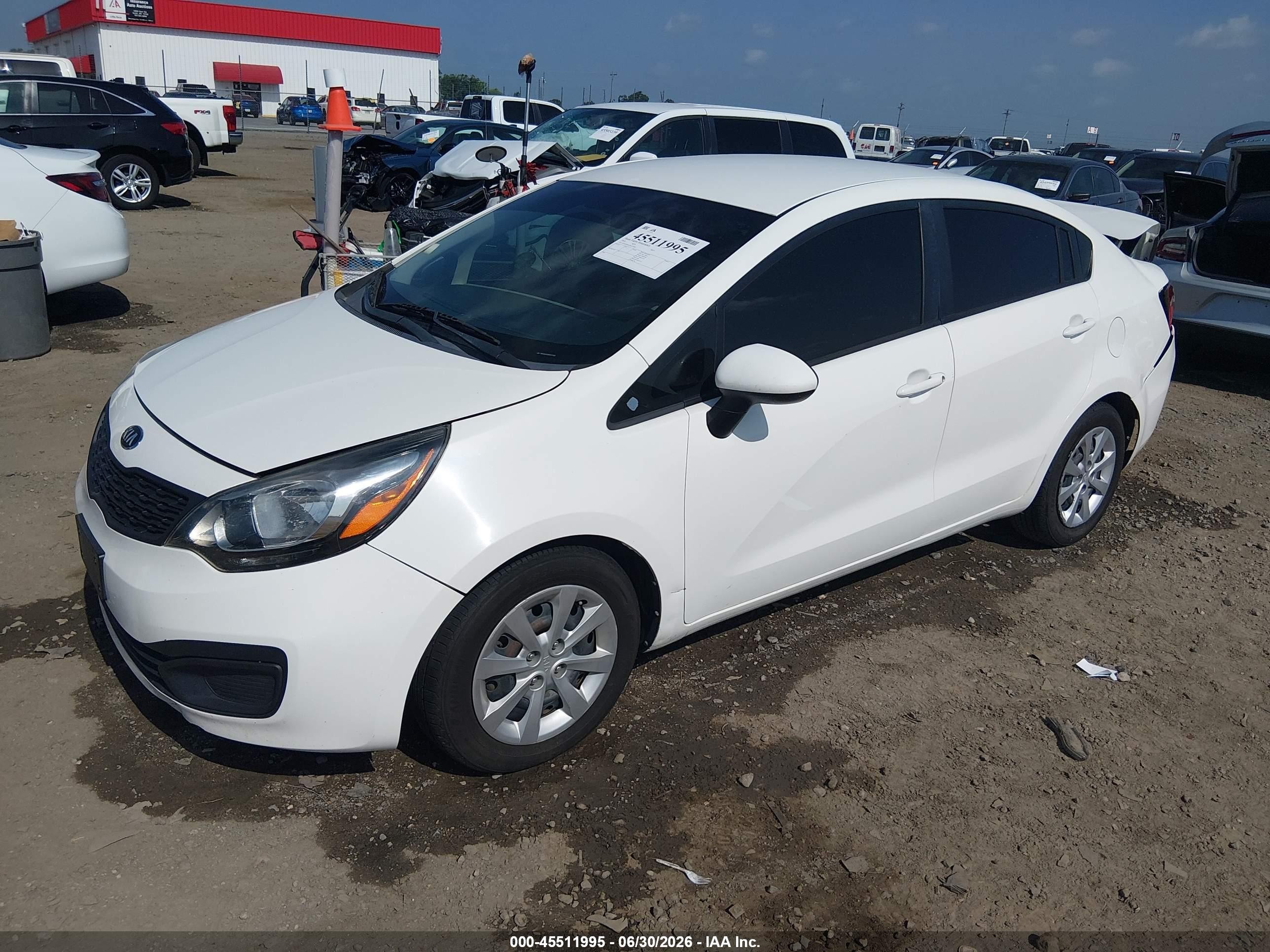 2014 Kia Rio Lx White vin: KNADM4A39E6327603