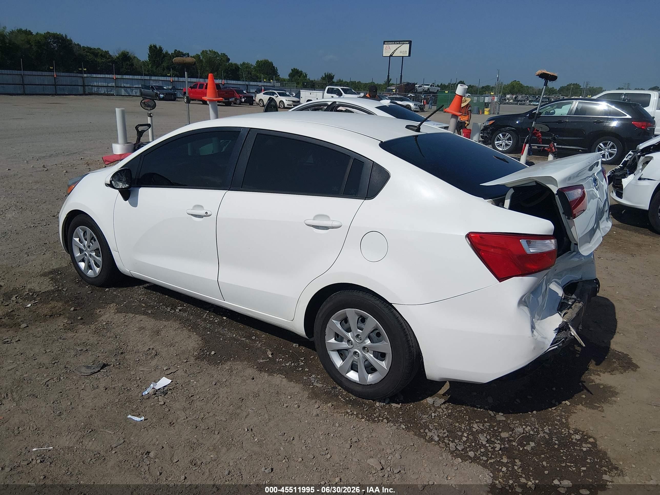 2014 Kia Rio Lx White vin: KNADM4A39E6327603