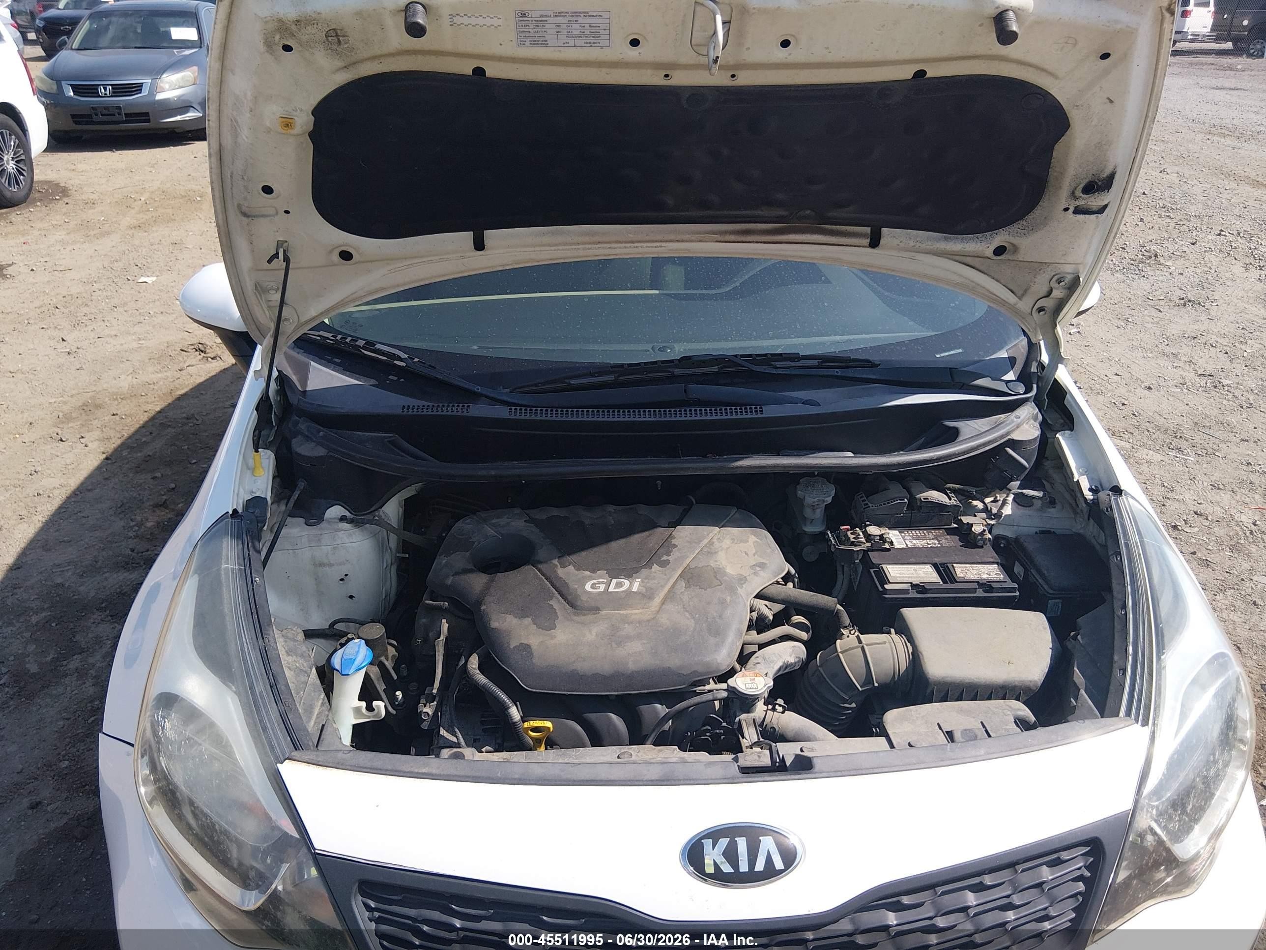 2014 Kia Rio Lx White vin: KNADM4A39E6327603