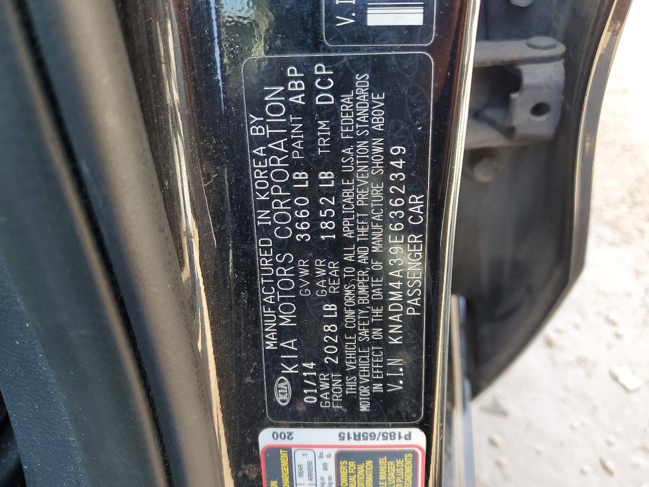 2014 Kia Rio Lx Black vin: KNADM4A39E6362349