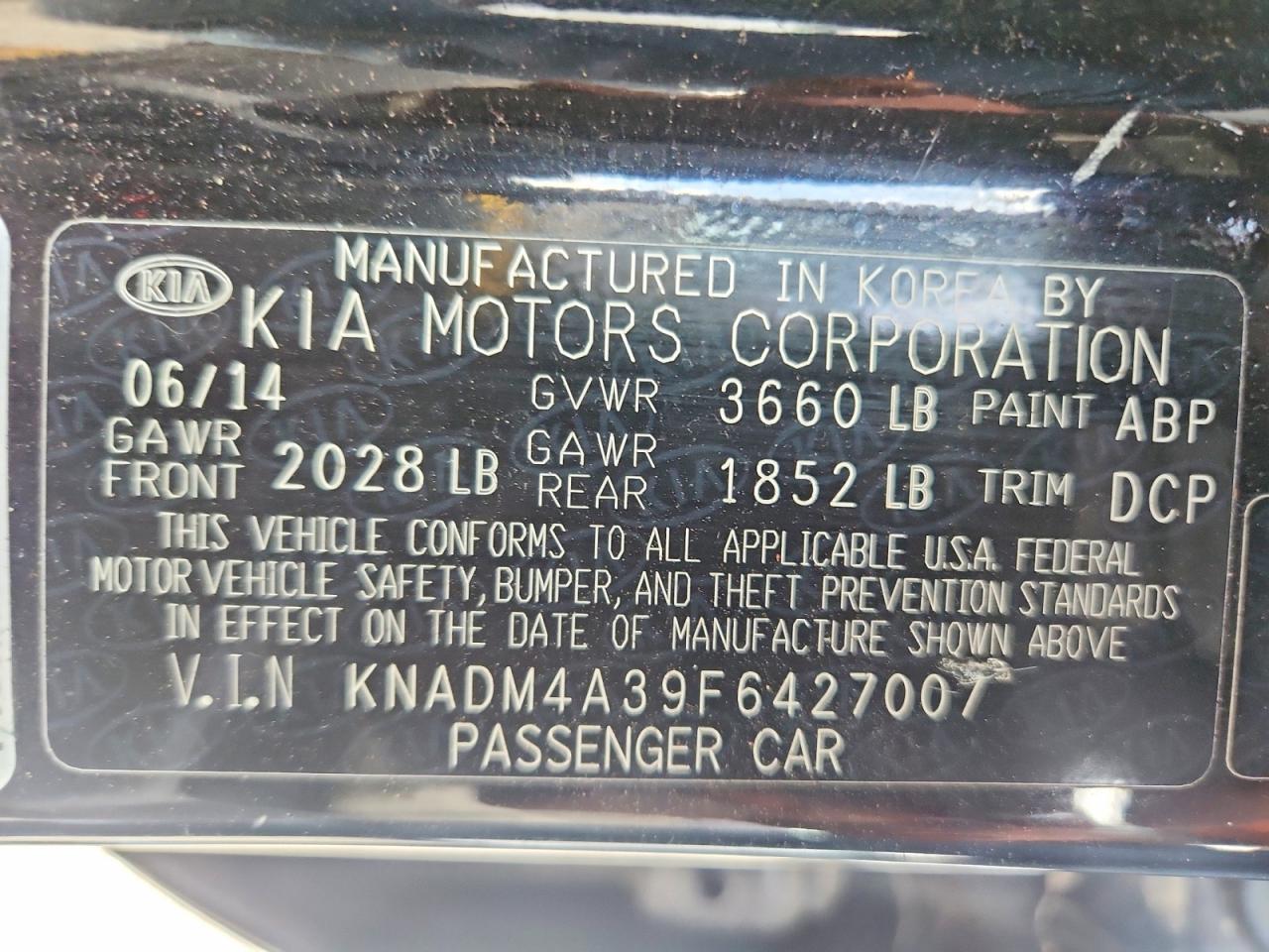 2015 Kia Rio Lx Black vin: KNADM4A39F6427007