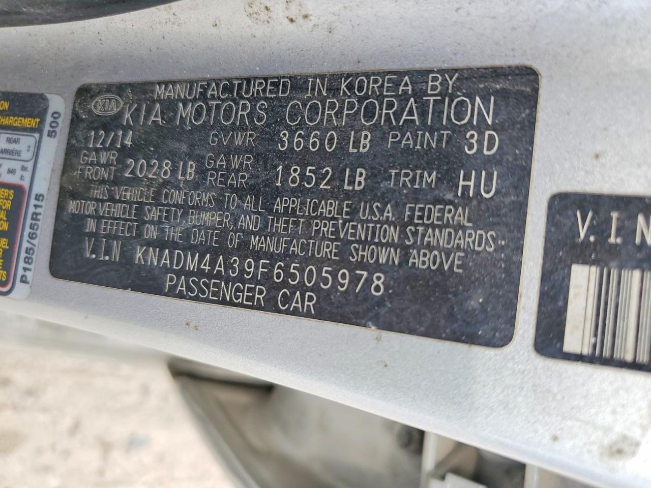 2015 Kia Rio Lx Silver vin: KNADM4A39F6505978