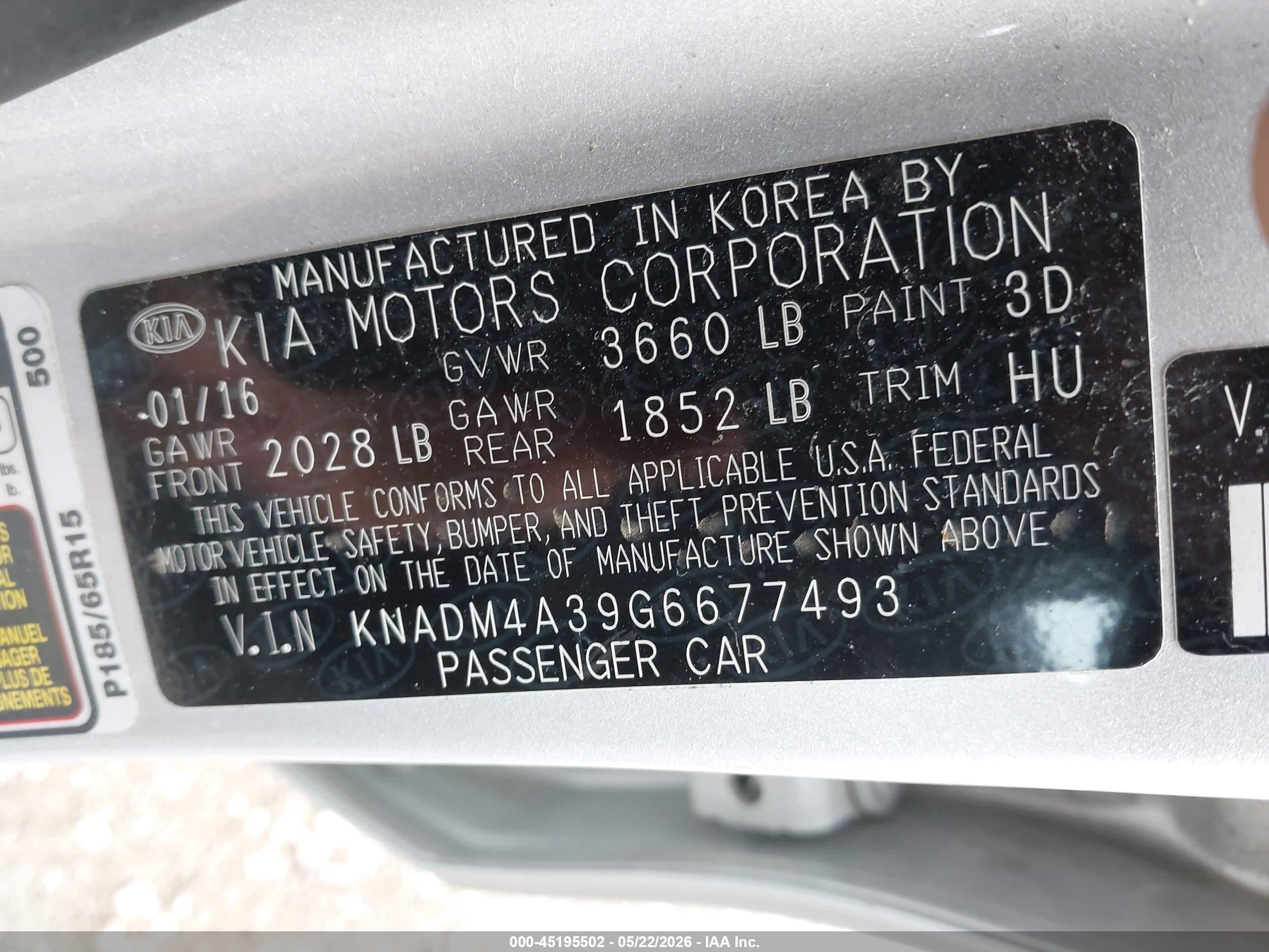 2016 Kia Rio Lx Silver vin: KNADM4A39G6677493