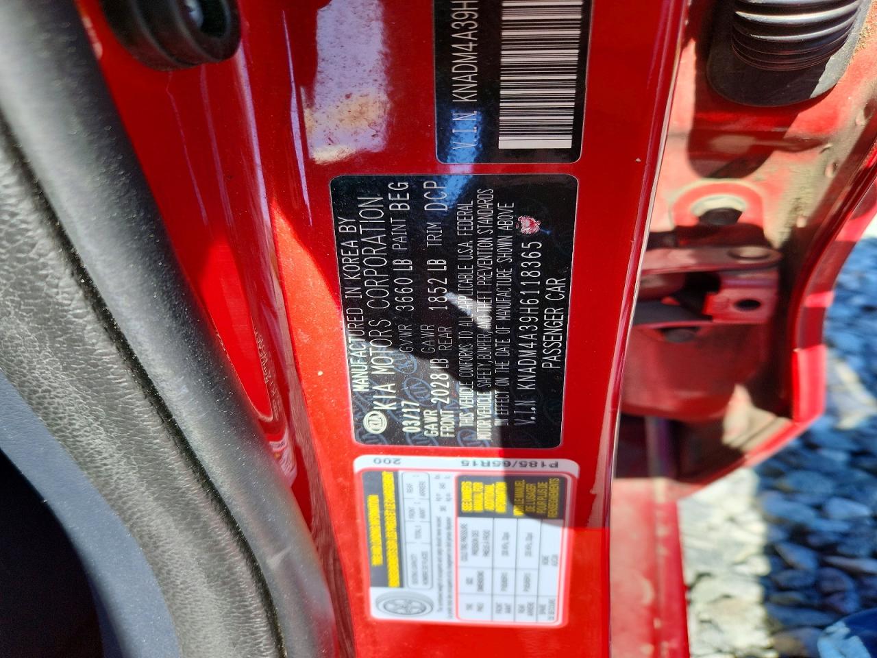 2017 Kia Rio Lx Red vin: KNADM4A39H6118365